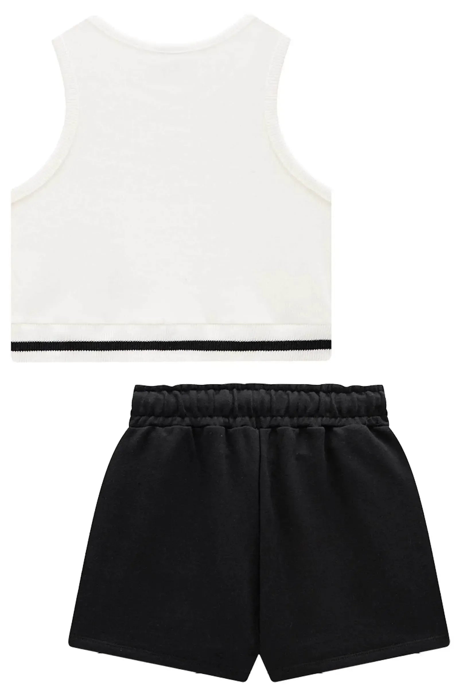 Conjunto de Regata em Canelado Liz e Short Saia em Moletom sem Pelúcia 95969 Vic&Vicky Teen Menina