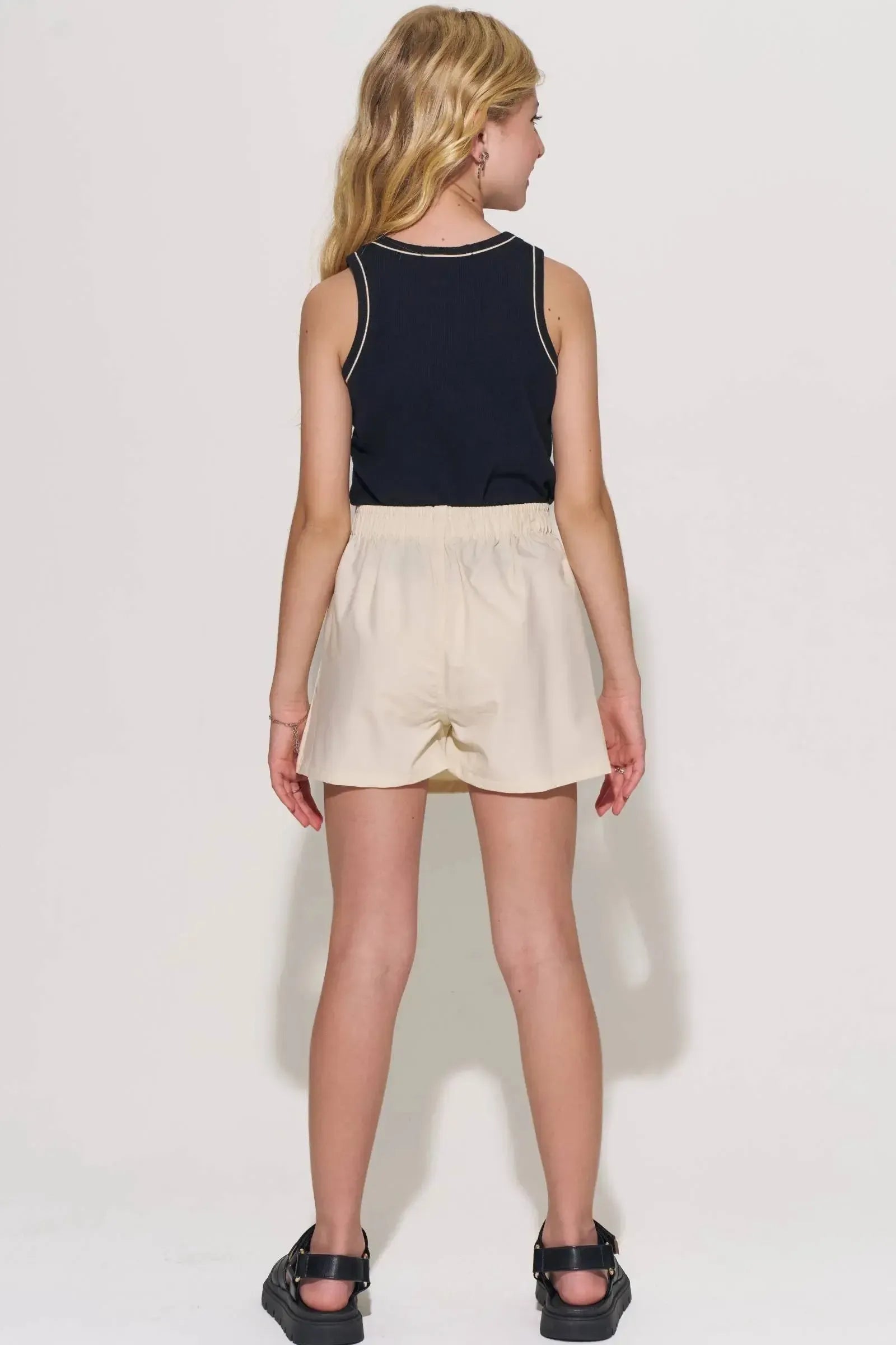 Conjunto de Regata em Canelado Liz e Short Saia em Tecido Plano de Viscose 94628 Lilimoon Teen Menina
