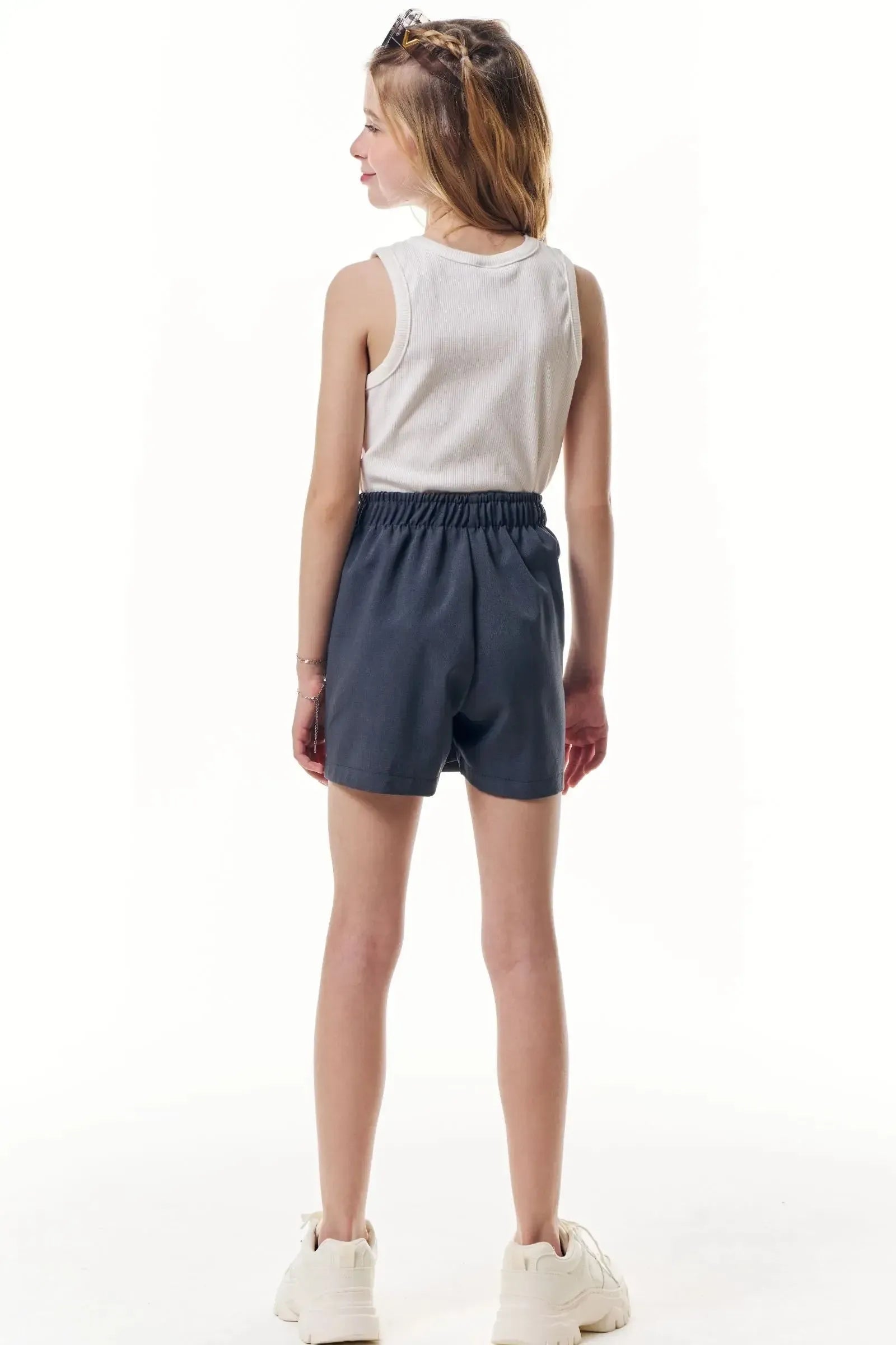 Conjunto de Regata em Canelado Liz e Shorts em Alfaiataria Premium Melange 95951 Vic&Vicky Teen Menina