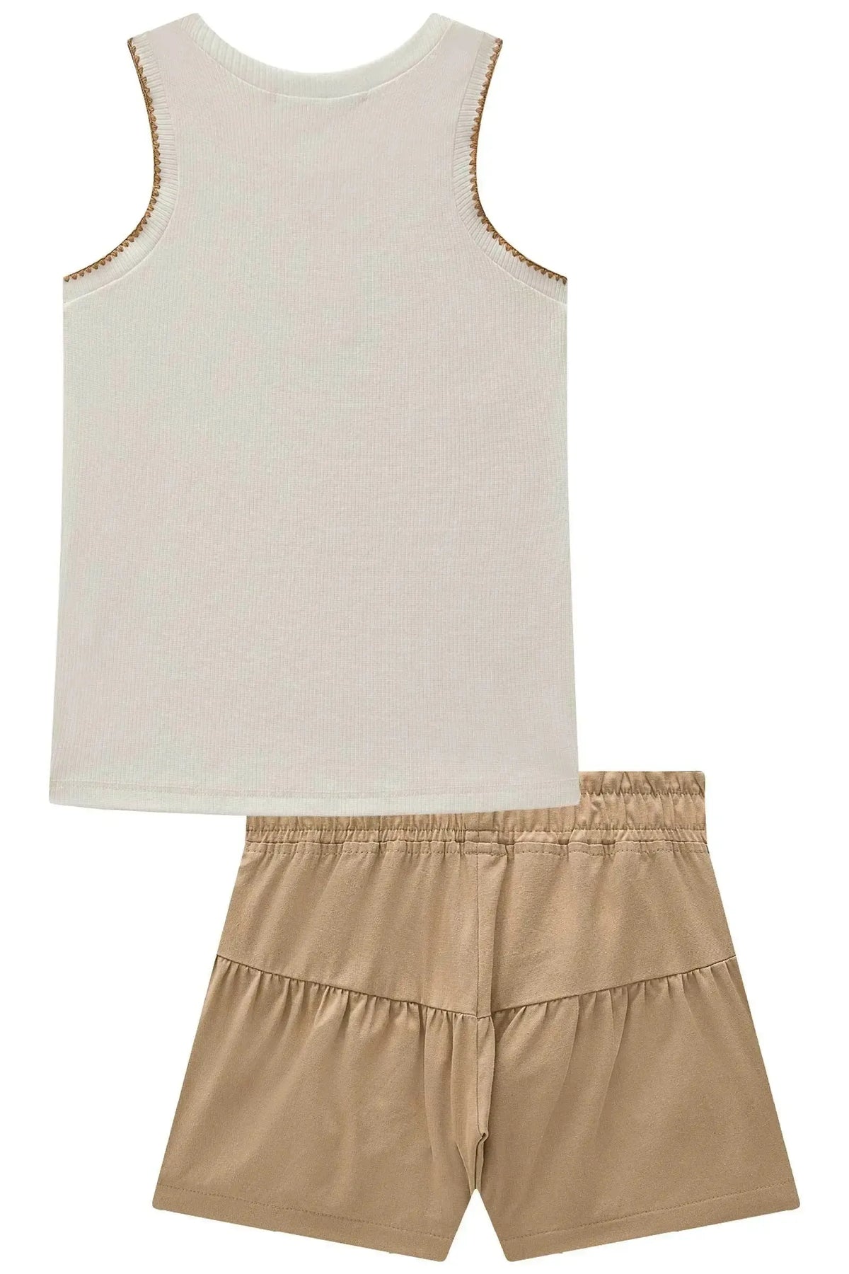 Conjunto de Regata em Canelado Liz e Shorts em Linho Santorine com Elastano 99339 Lilimoon Teen Menina