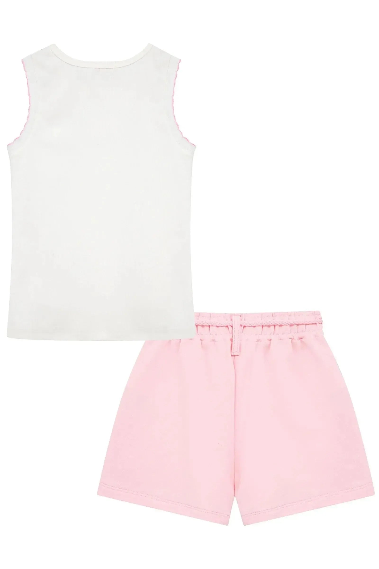Conjunto de Regata em Canelado Liz e Shorts em Moletom sem Pelúcia 95086 Kukiê Infantil Menina