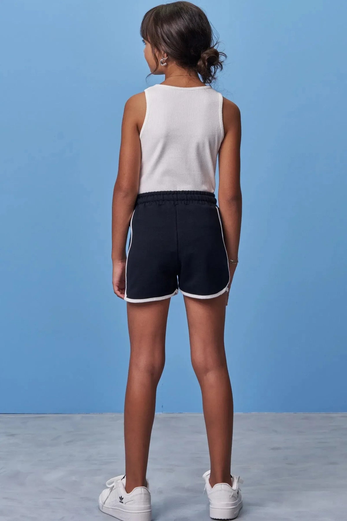 Conjunto de Regata em Canelado Liz e Shorts em Moletom sem Pelúcia 98254 Vic Teen Menina