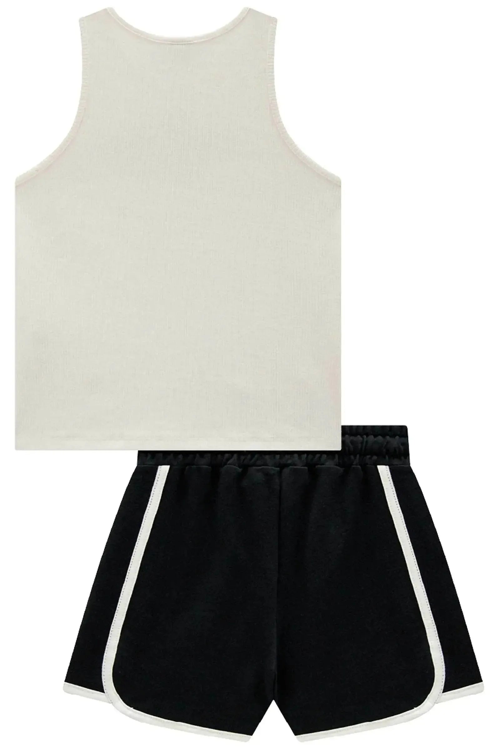 Conjunto de Regata em Canelado Liz e Shorts em Moletom sem Pelúcia 98254 Vic Teen Menina