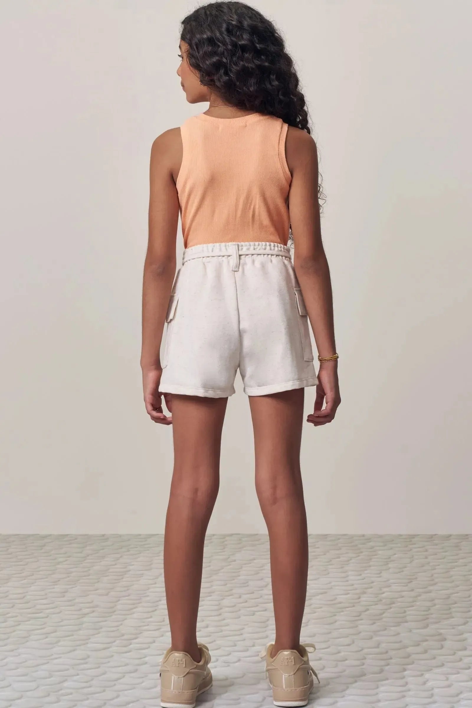 Conjunto de Regata em Canelado Liz e Shorts em Moletom sem Pelúcia 98616 Lilimoon Teen Menina