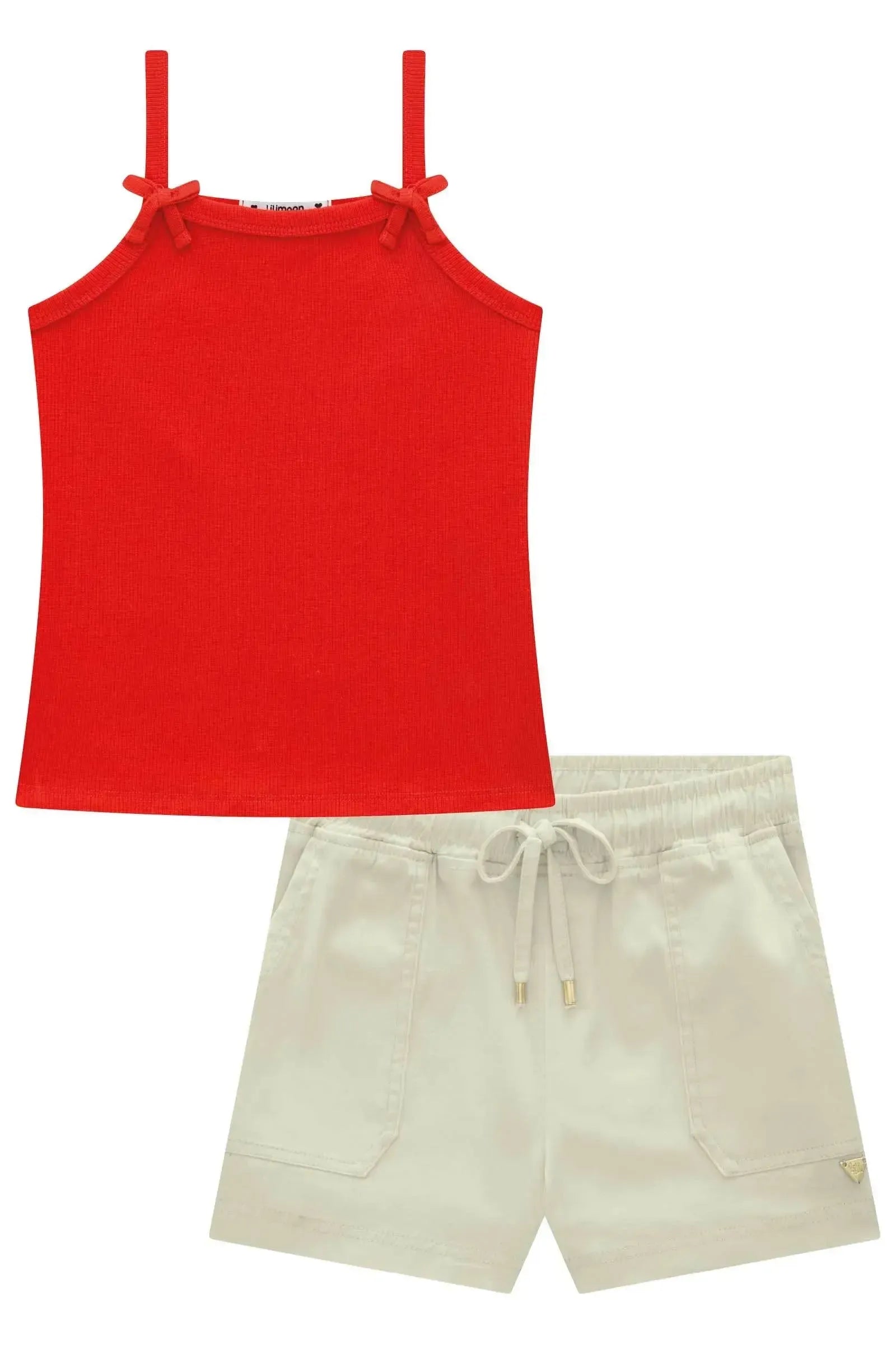 Conjunto de Regata em Canelado Liz e Shorts em Sarja com Elastano 95859 Lilimoon Teen Menina