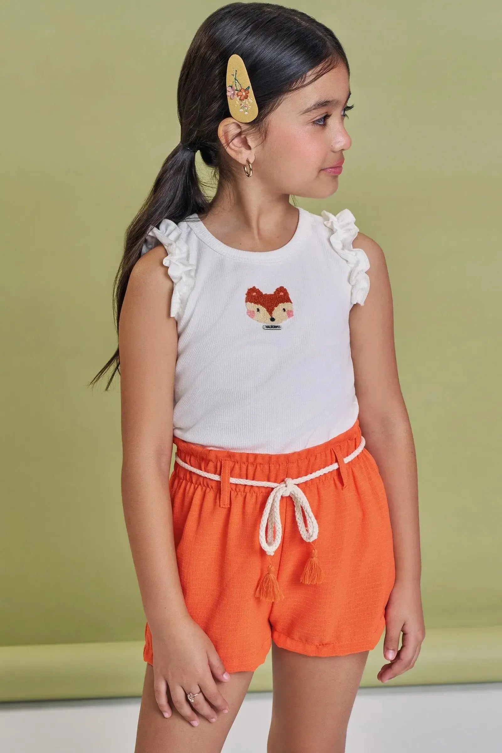 Conjunto de Regata em Canelado Liz e Shorts em Tecido Air Flow 92997 Kukiê Infantil Menina