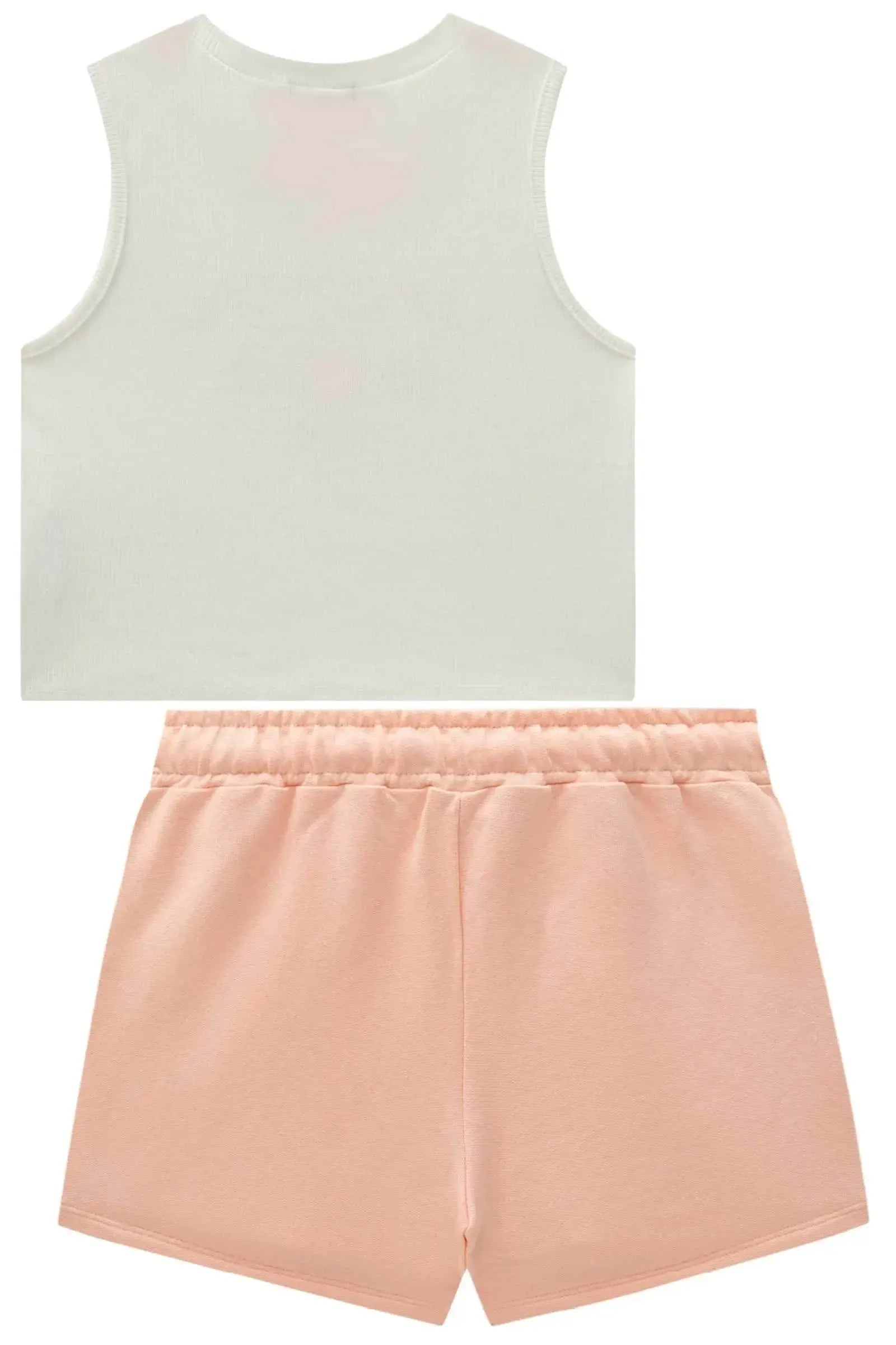 Conjunto de Regata em Cotton e Short Saia em Moletom sem Pelúcia 96861 Vic&Vicky Teen Menina