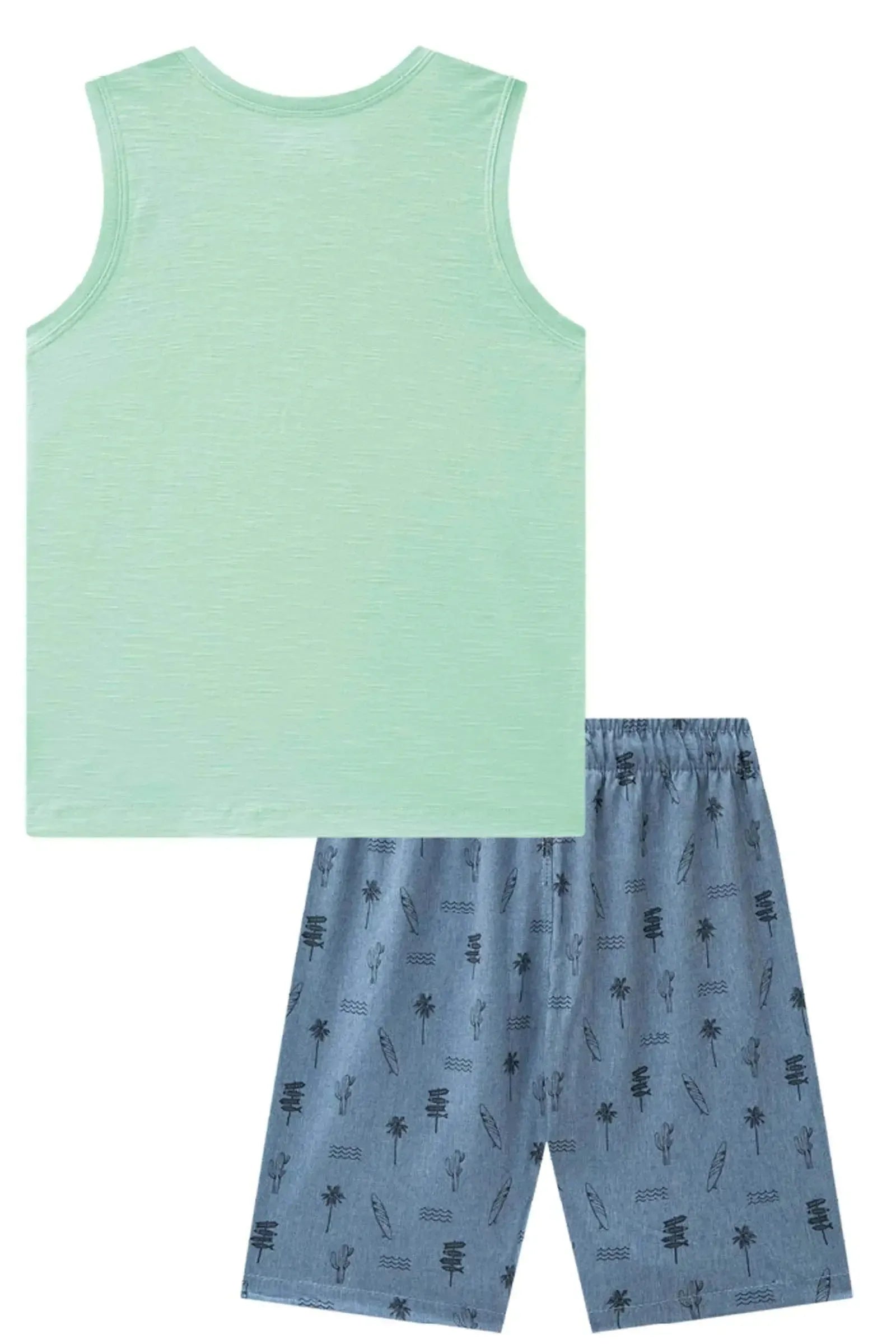 Conjunto de Regata em Malha Flamê e Bermuda em Nylon Hidronatic com Elastano 87559 LucBoo Infantil Menino