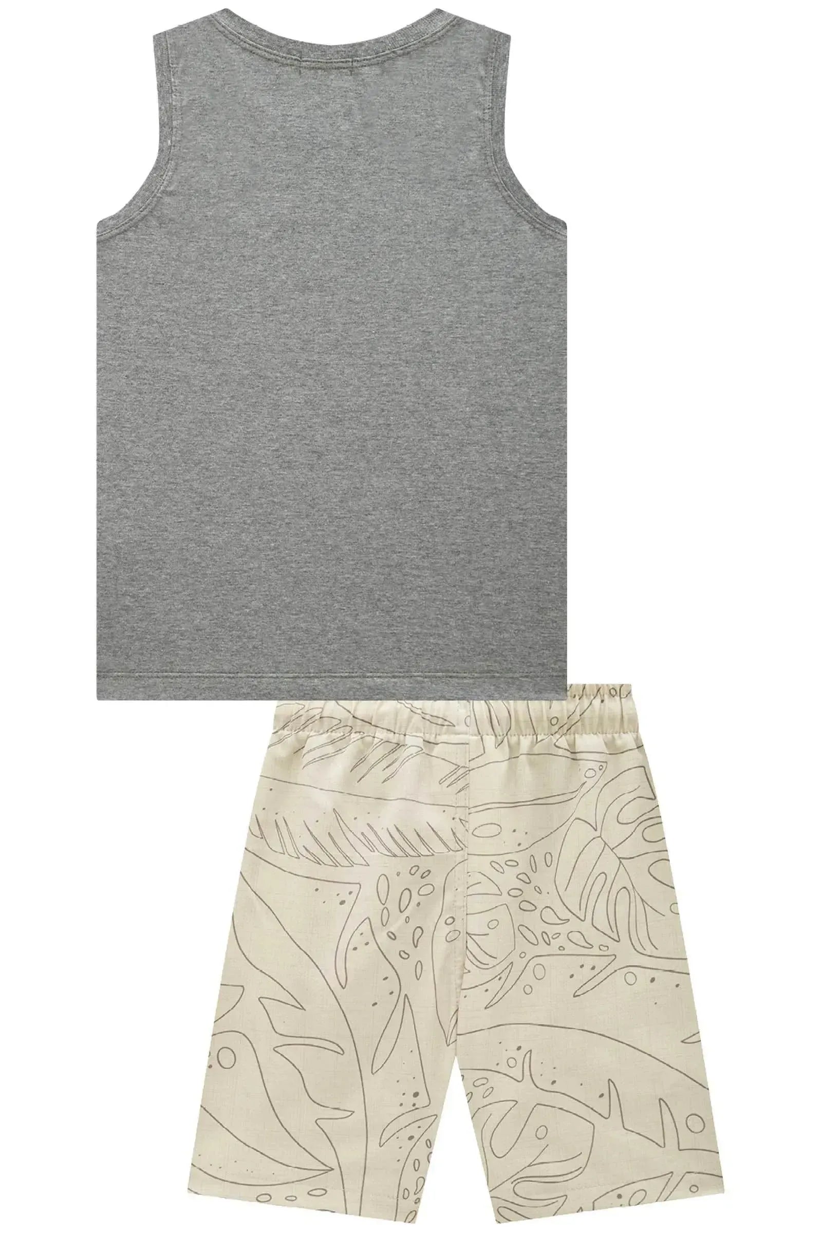 Conjunto de Regata em Meia Malha e Bermuda em Nylon 97163 LucBoo Infantil Menino