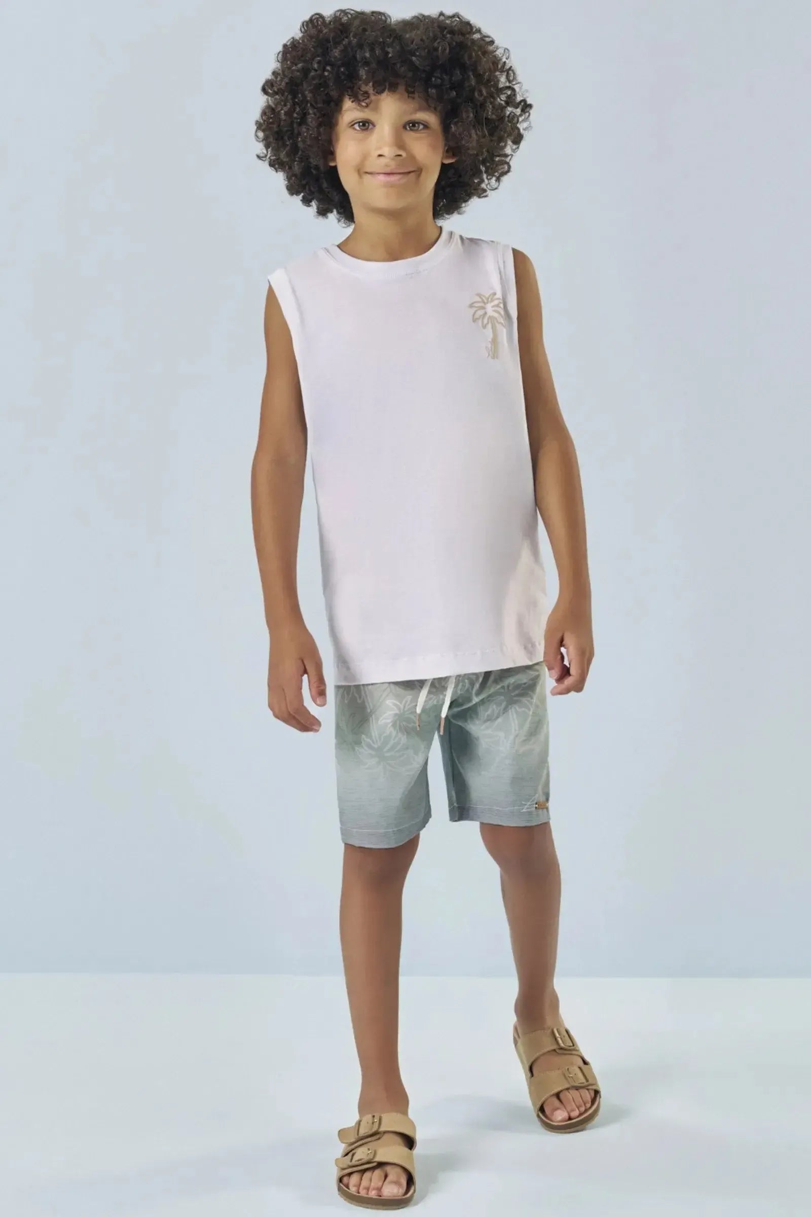 Conjunto de Regata em Meia Malha e Bermuda em Nylon Ergonomic com Elastano 83346 LucBoo Infantil Menino