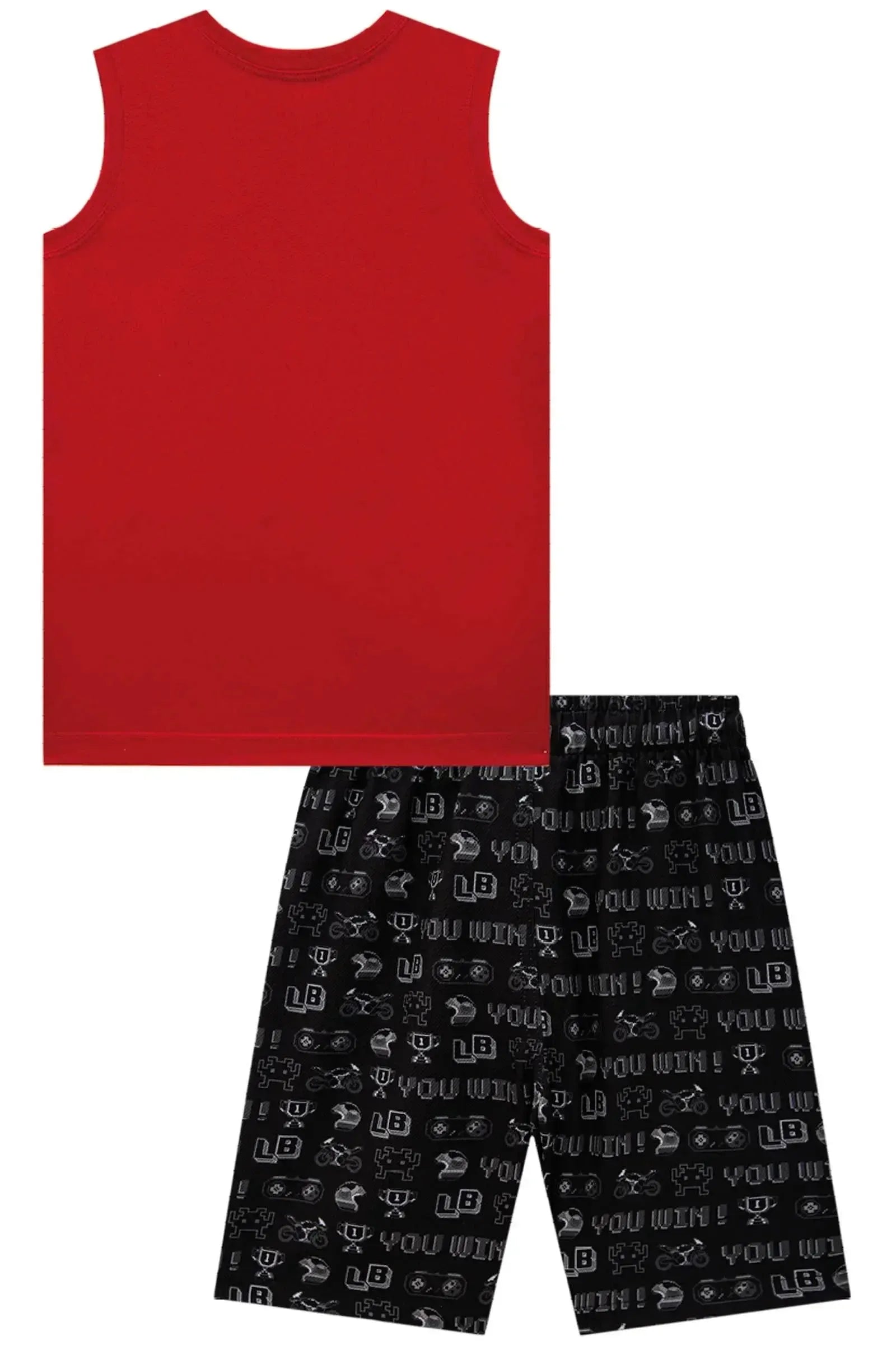 Conjunto de Regata em Meia Malha e Bermuda em Nylon Ergonomic com Elastano 84505 LucBoo Infantil Menino