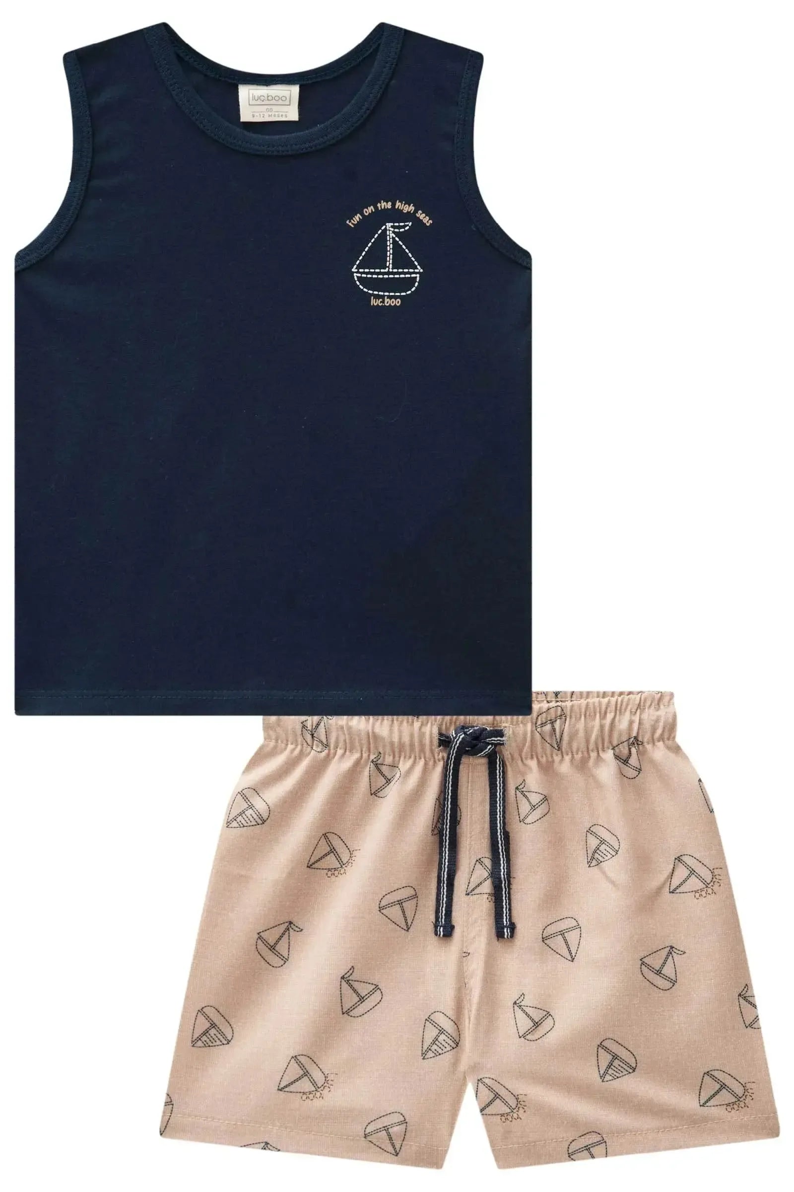 Conjunto de Regata em Meia Malha e Bermuda em Nylon Ergonomic com Elastano 85951 LucBoo Bebê Menino