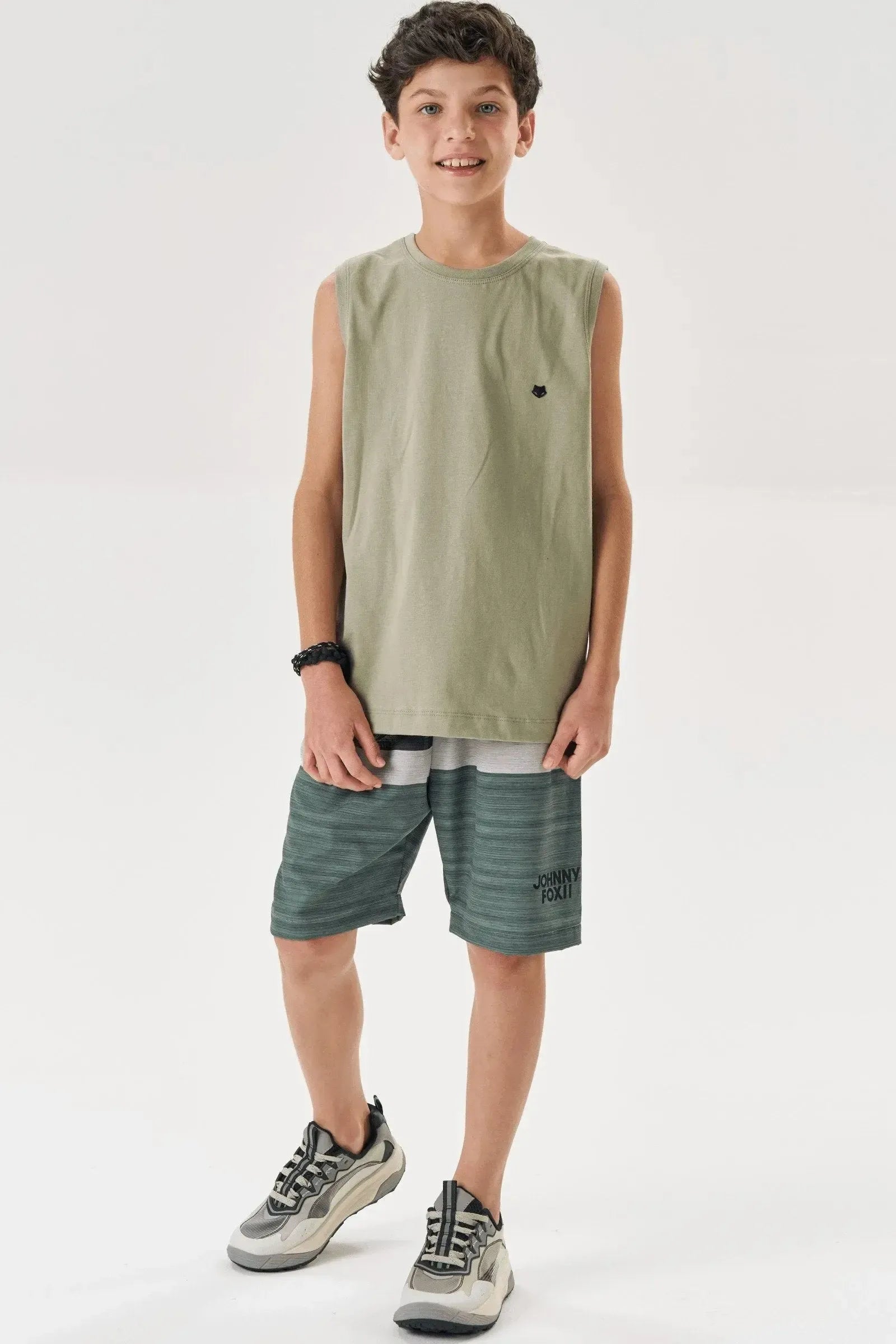 Conjunto de Regata em Meia Malha e Bermuda em Nylon Ergonomic com Elastano 88281 Johnny Fox Teen Menino