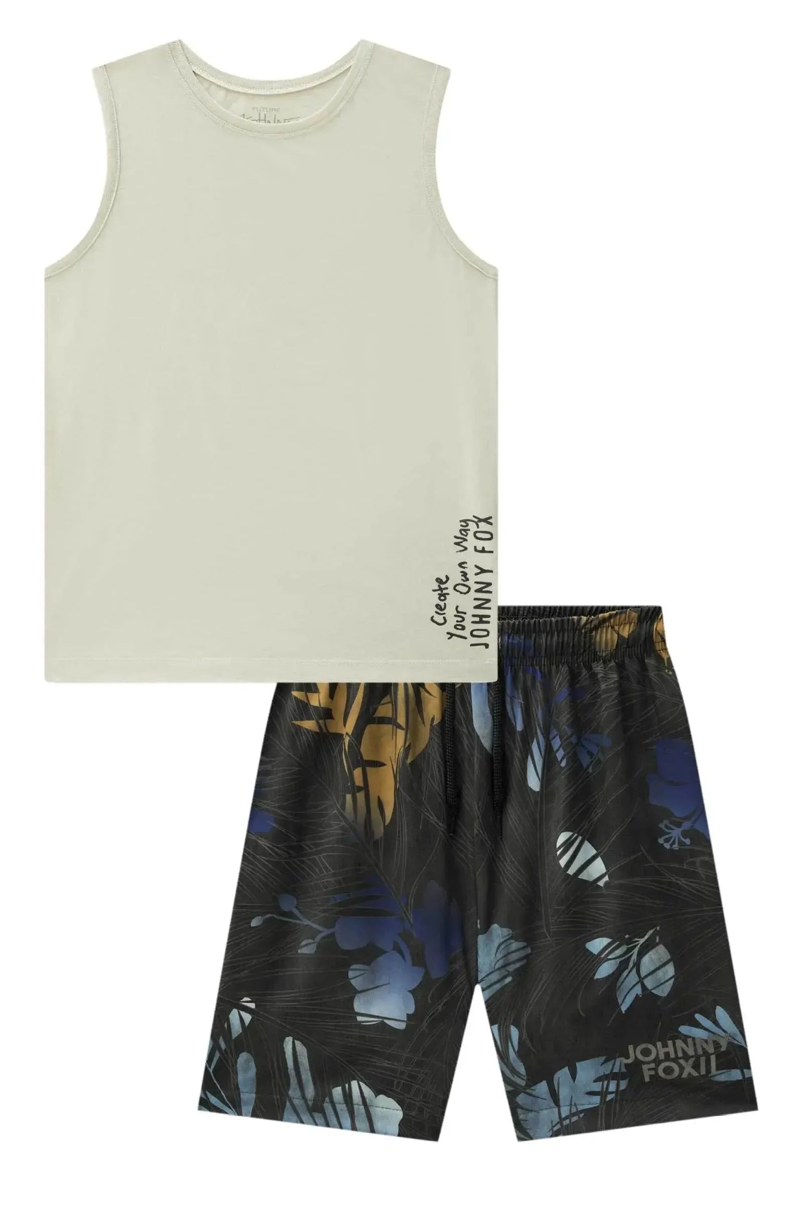 Conjunto de Regata em Meia Malha e Bermuda em Nylon Ergonomic com Elastano 88631 Johnny Fox Teen Menino