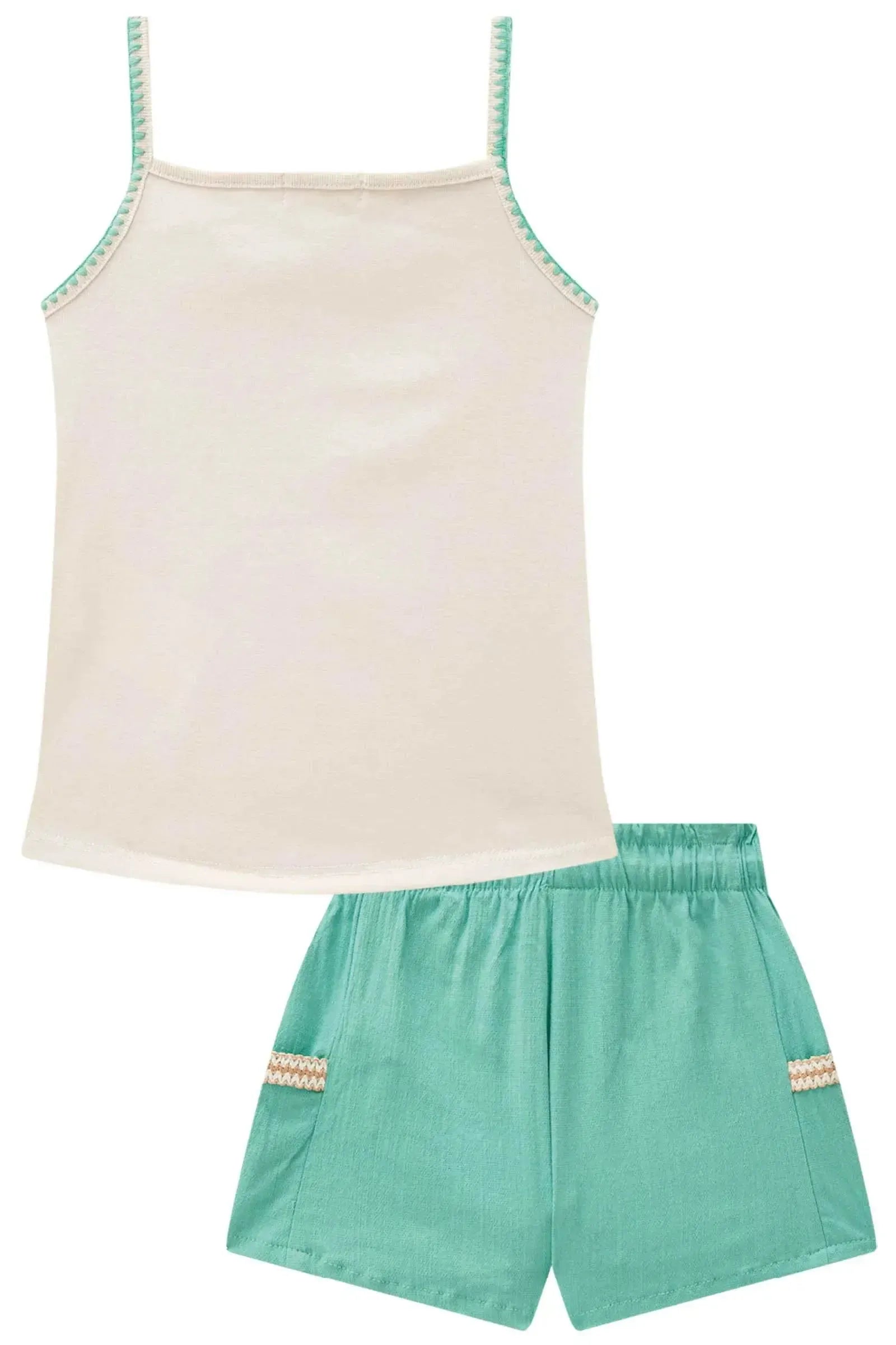 Conjunto de Regata em Ribana Canelada com Shorts em Viscose com Elastano 85467 Infanti Infantil Menina