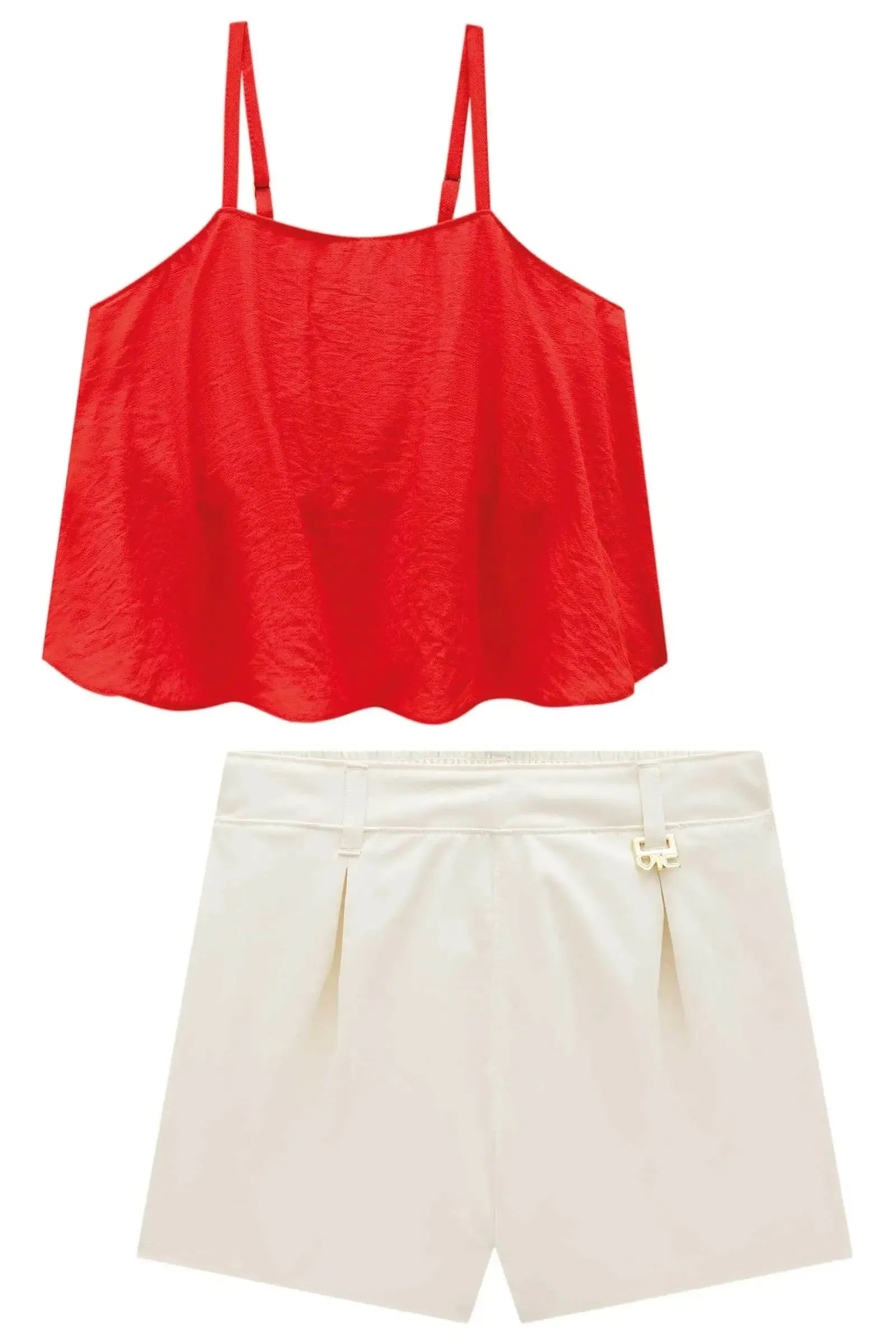 Conjunto de Regata em Viscose Aruba e Shorts em Alfaiataria Tecno Cargo 95952 Vic&Vicky Teen Menina