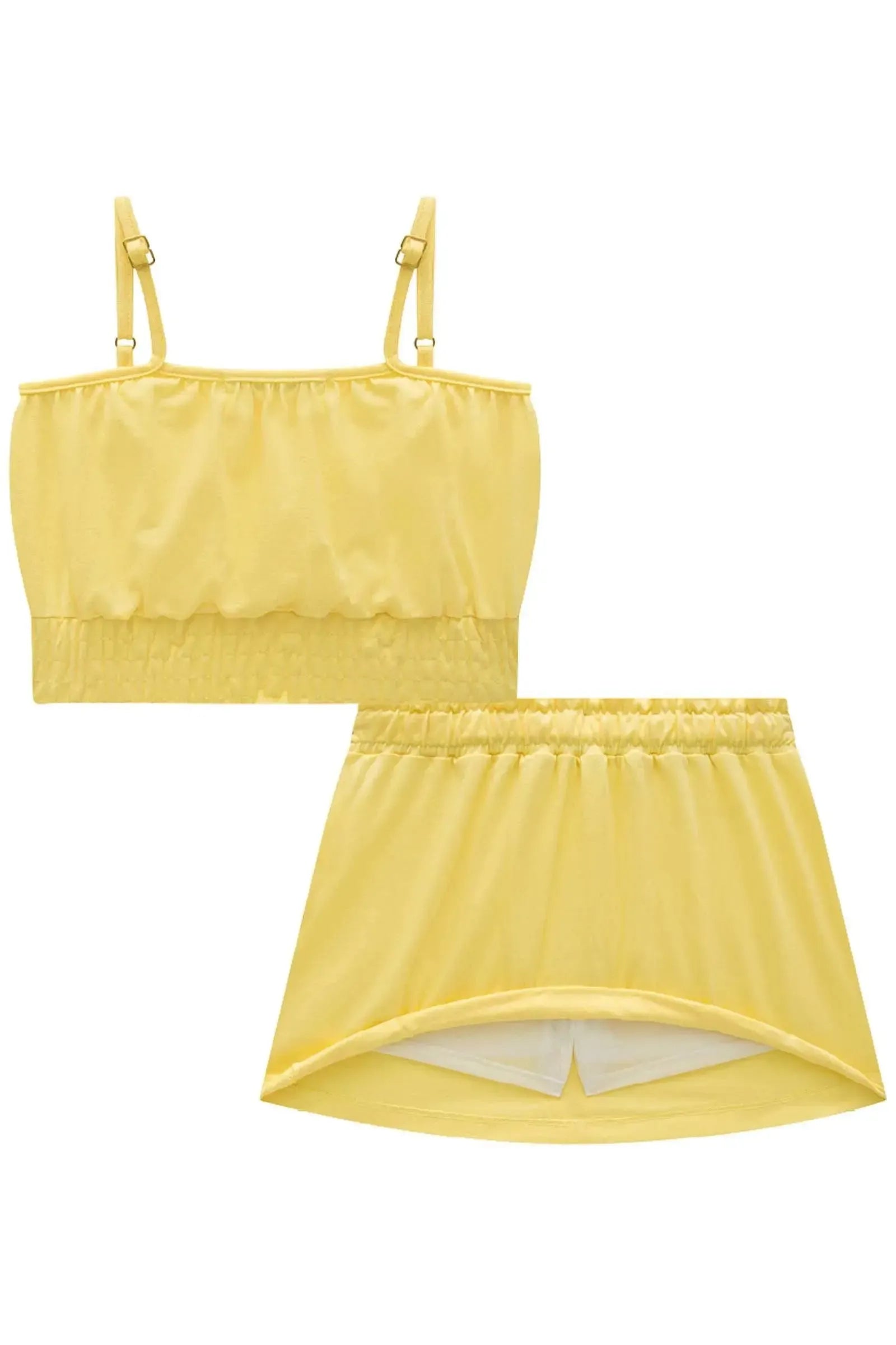 Conjunto de Top Boxy e Saia em Piquet com Shorts Embutido 84473 Lilimoon Teen Menina
