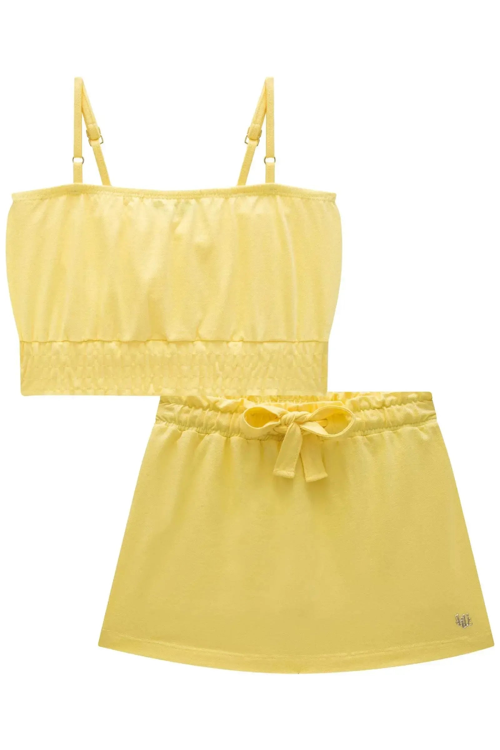 Conjunto de Top Boxy e Saia em Piquet com Shorts Embutido 84473 Lilimoon Teen Menina