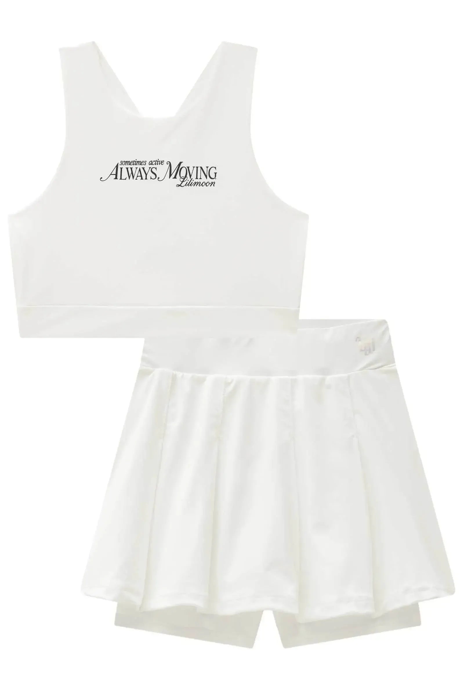 Conjunto de Top Cropped e Saia com Shorts Embutido em Malha UV Dry 50+ 85307 Lilimoon Teen Menina