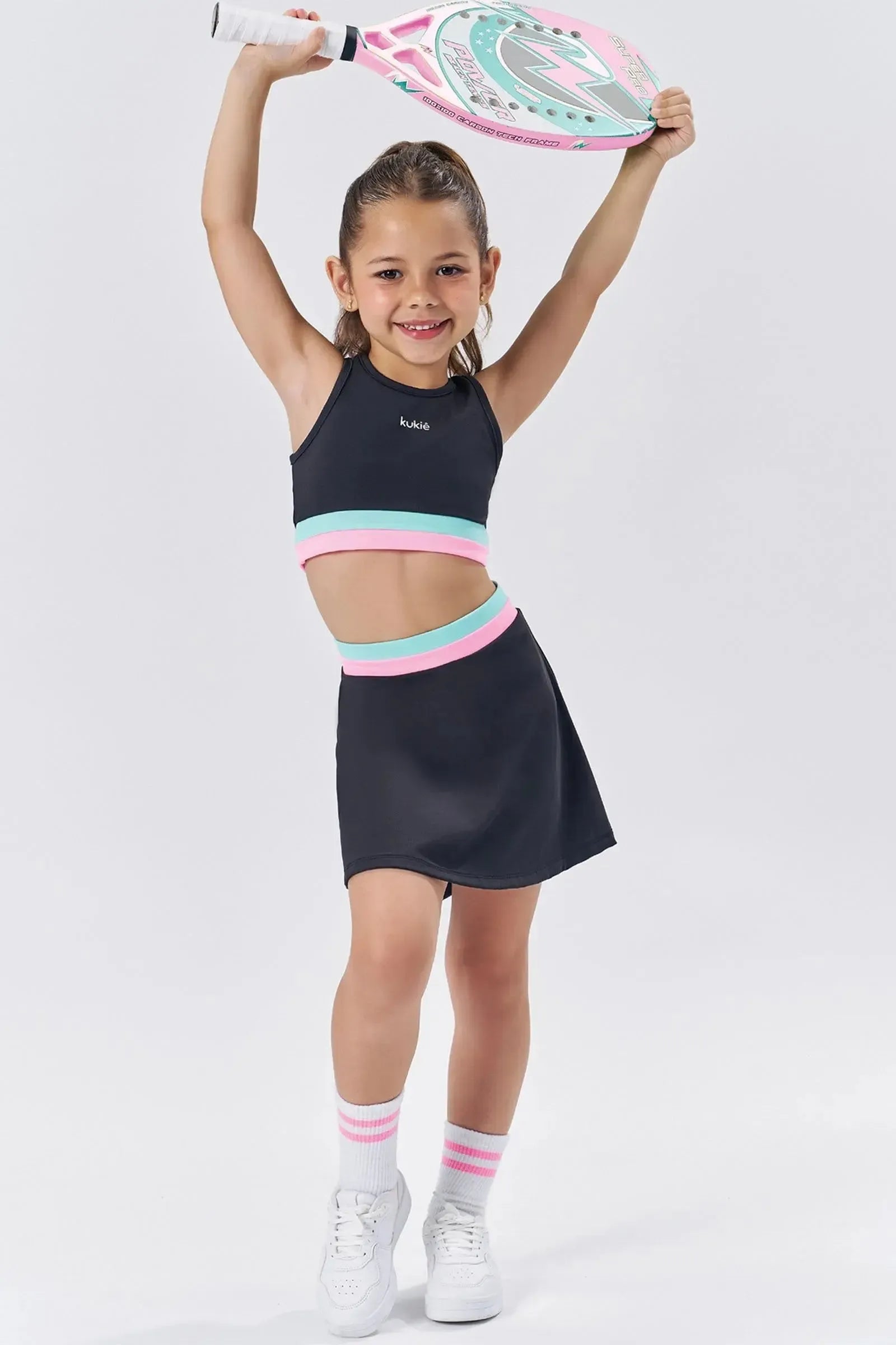 Conjunto de Top Cropped e Short Saia em Poliamida 86747 Kukiê Infantil Menina