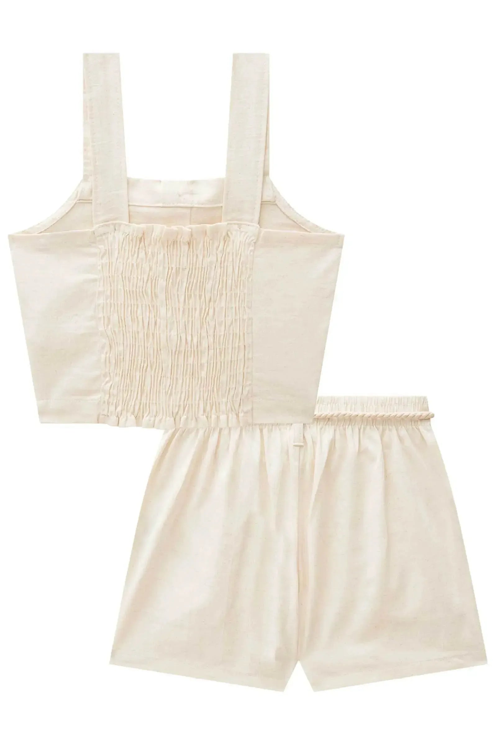 Conjunto de Top Cropped e Shorts em Linho Santorine 84796 Lilimoon Teen Menina