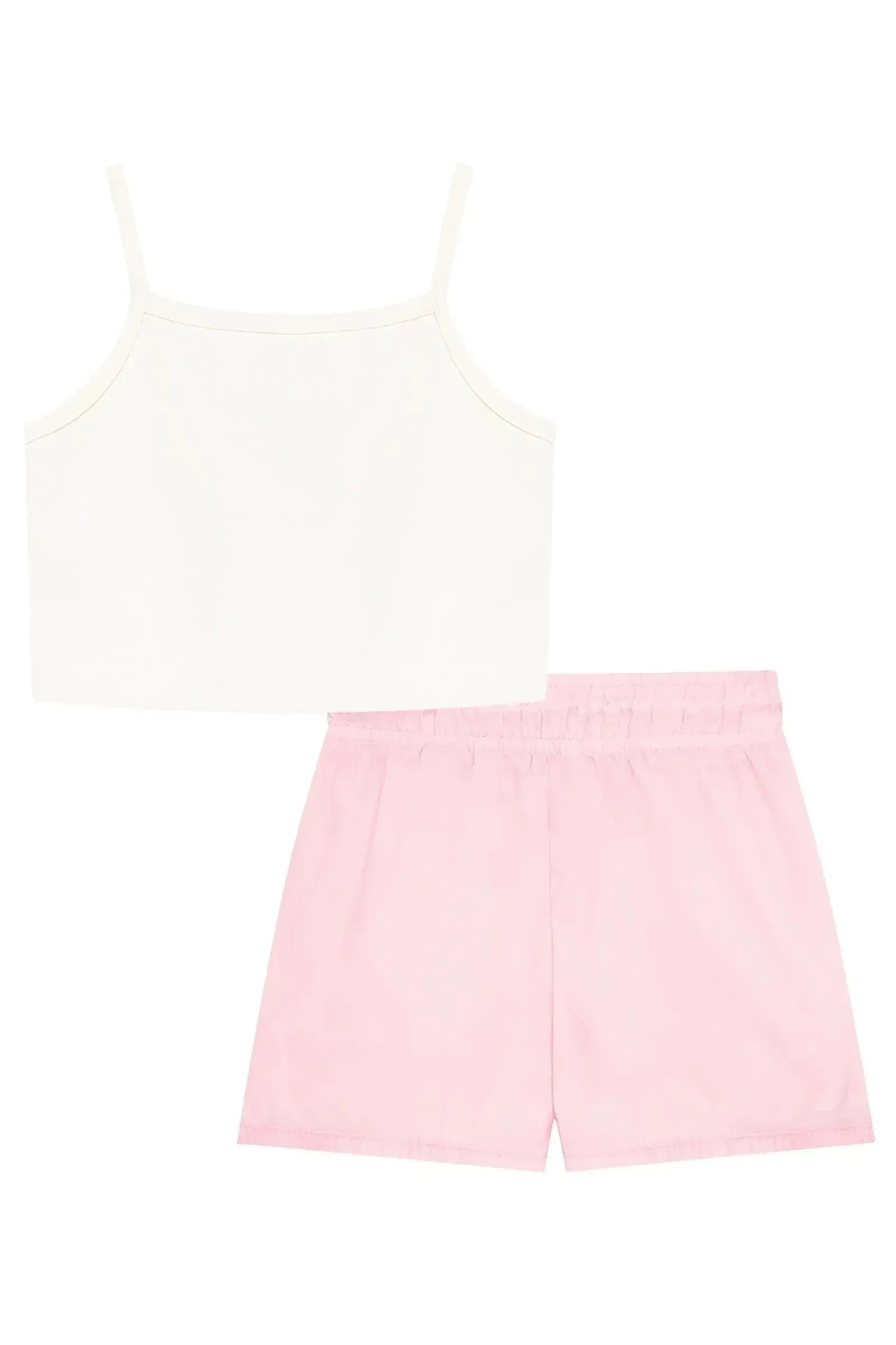 Conjunto de Top Cropped em Poliamida e Shorts em Air Tech 96966 Kukiê Infantil Menina