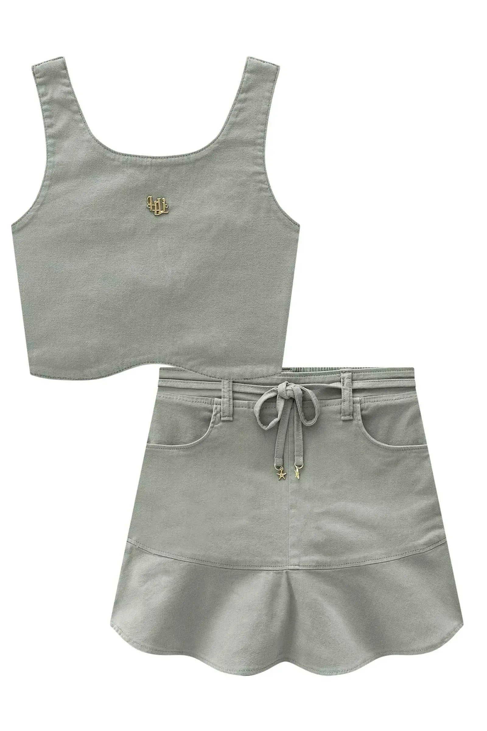 Conjunto de Top e Saia em Sarja com Elastano 95329 Lilimoon Teen Menina