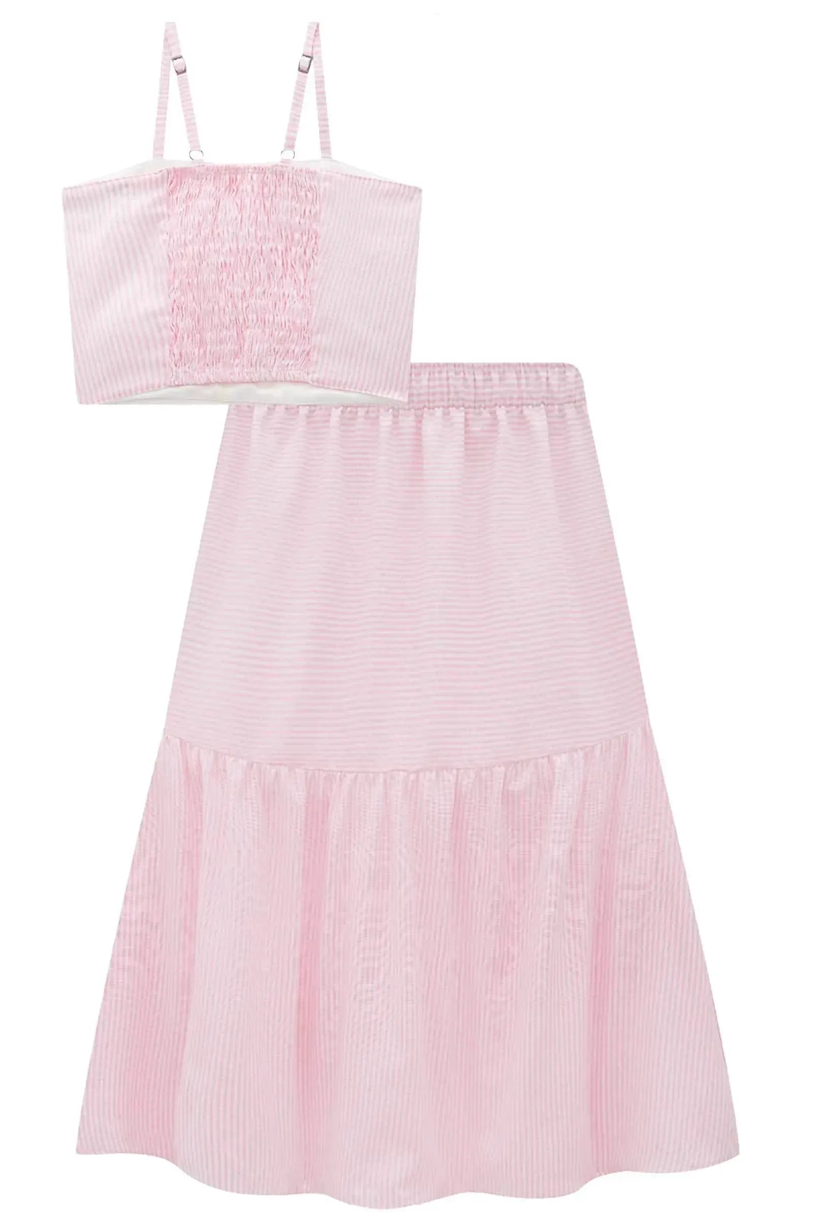 Conjunto de Top e Saia Midi em Alfaiataria Stripes 95648 Lilimoon Teen Menina