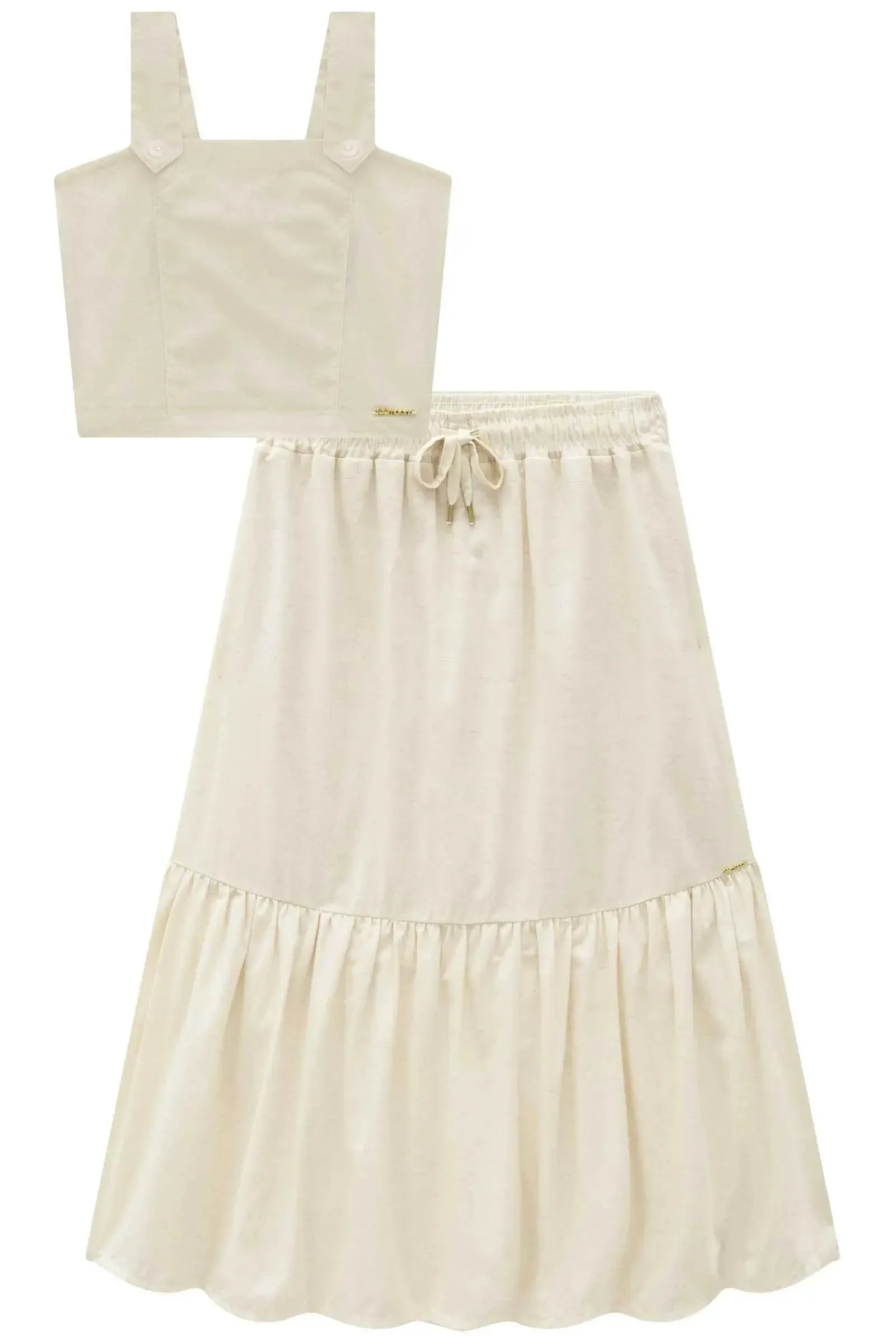 Conjunto de Top e Saia Midi em Linho Deluxe 95513 Lilimoon Teen Menina