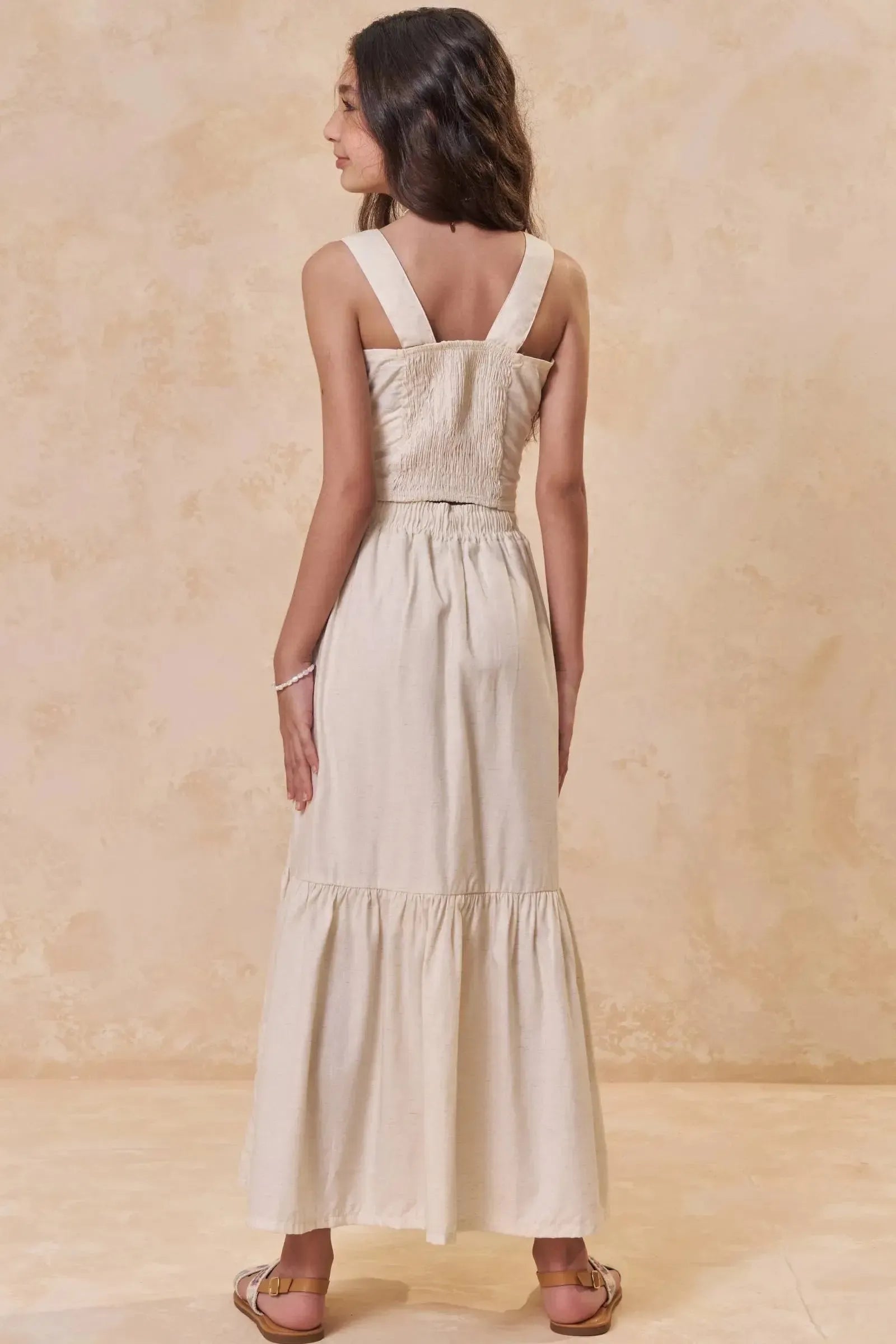 Conjunto de Top e Saia Midi em Linho Deluxe 95513 Lilimoon Teen Menina