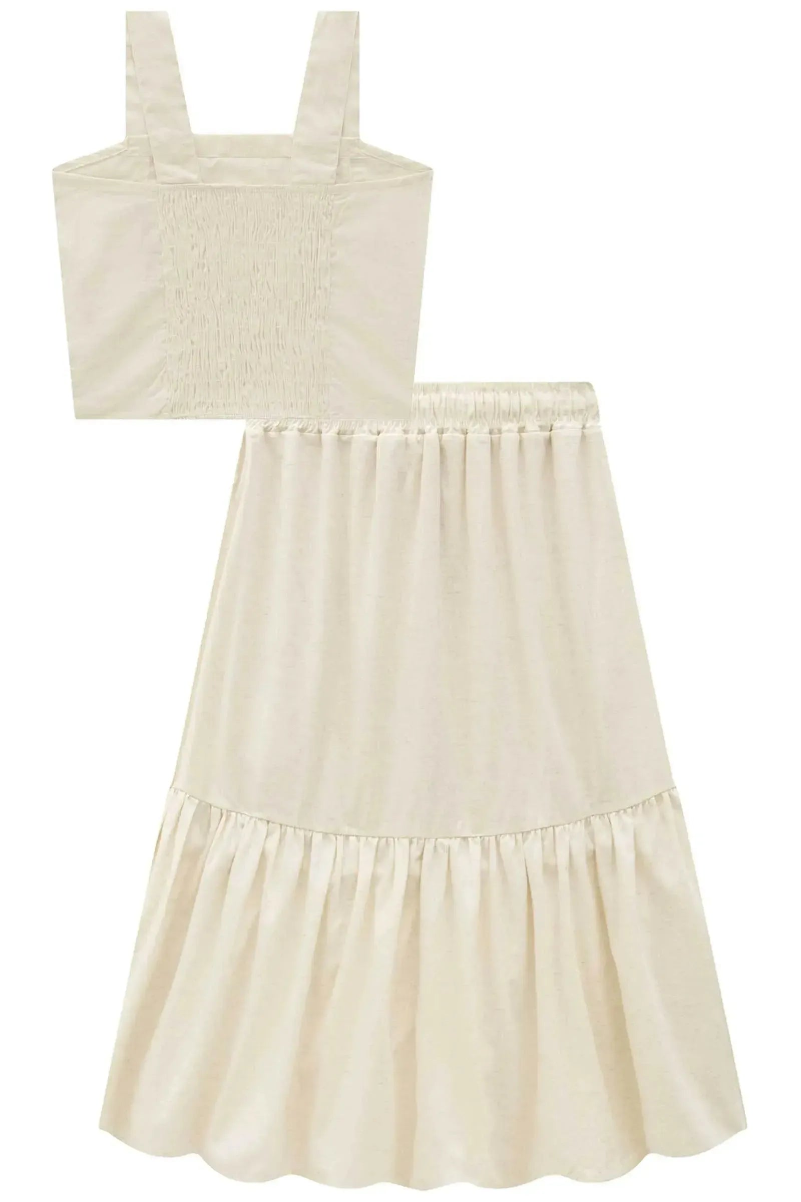 Conjunto de Top e Saia Midi em Linho Deluxe 95513 Lilimoon Teen Menina