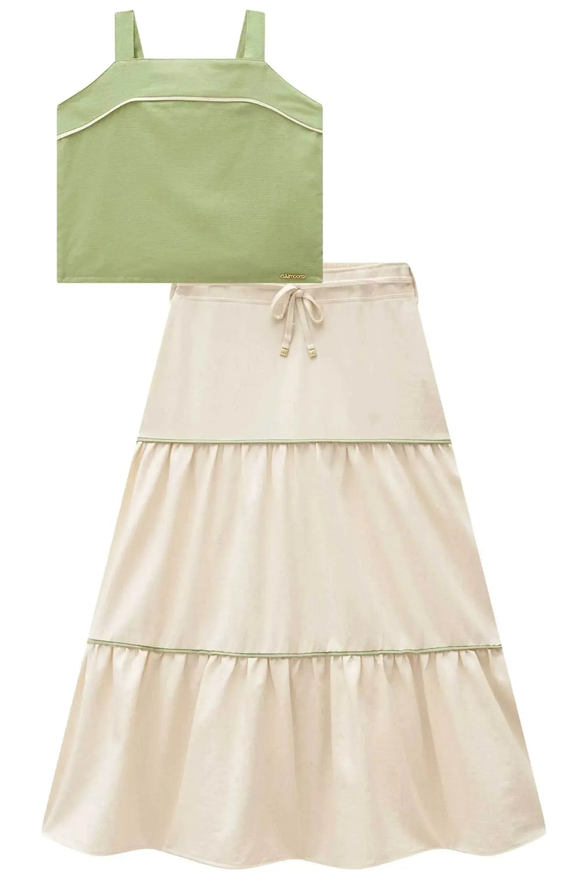 Conjunto de Top e Saia Midi em Linho Deluxe 99342 Lilimoon Teen Menina