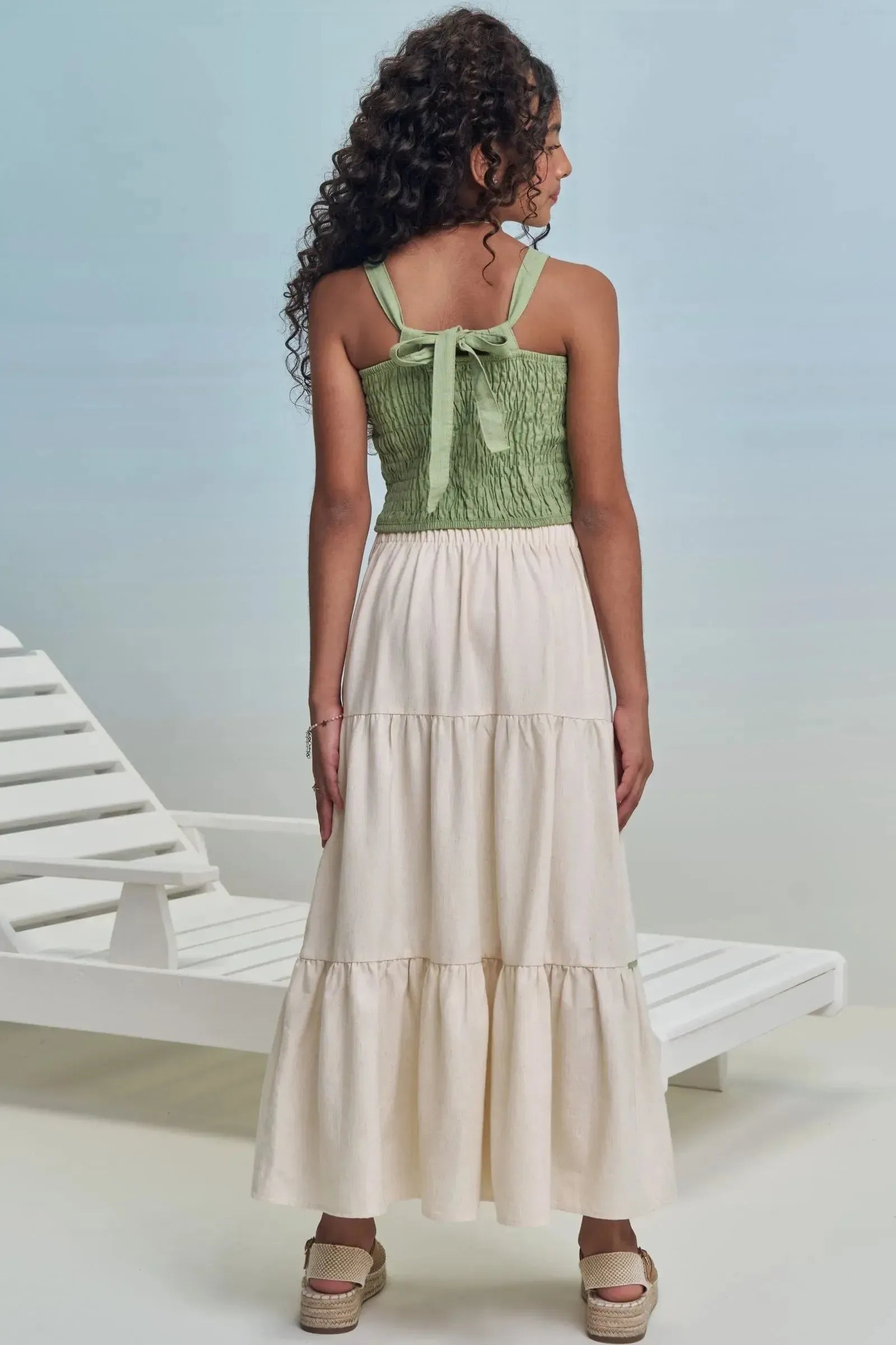 Conjunto de Top e Saia Midi em Linho Deluxe 99342 Lilimoon Teen Menina