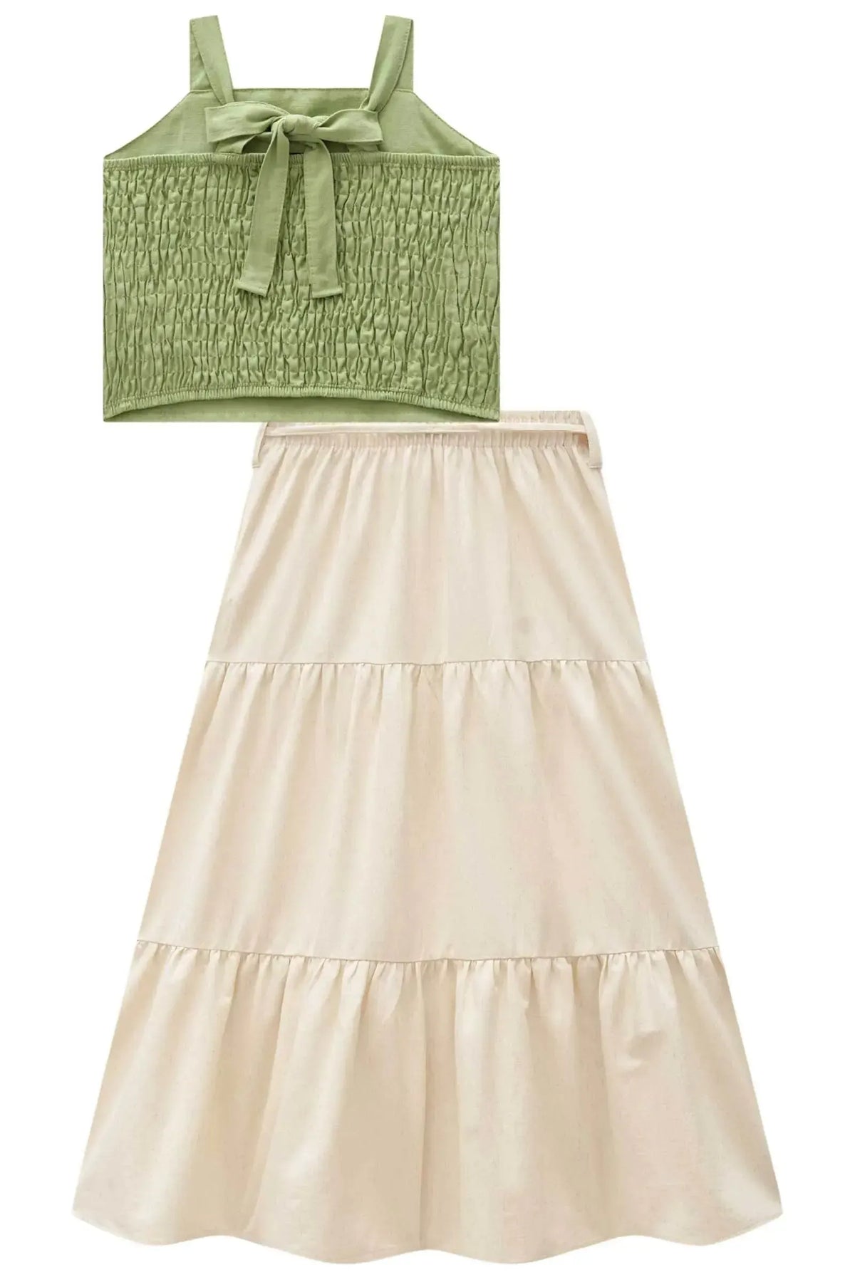 Conjunto de Top e Saia Midi em Linho Deluxe 99342 Lilimoon Teen Menina