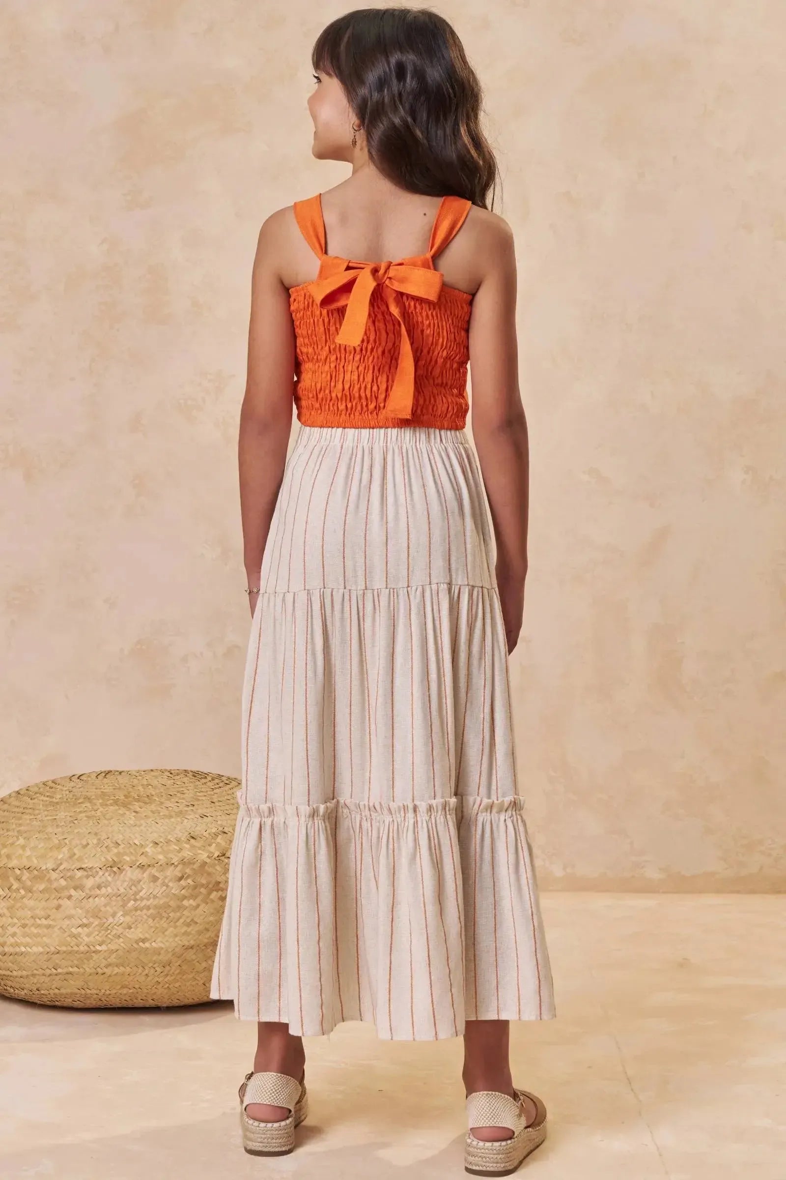 Conjunto de Top em Air Flow e Saia Midi em Linho Rayon 95511 Lilimoon Teen Menina