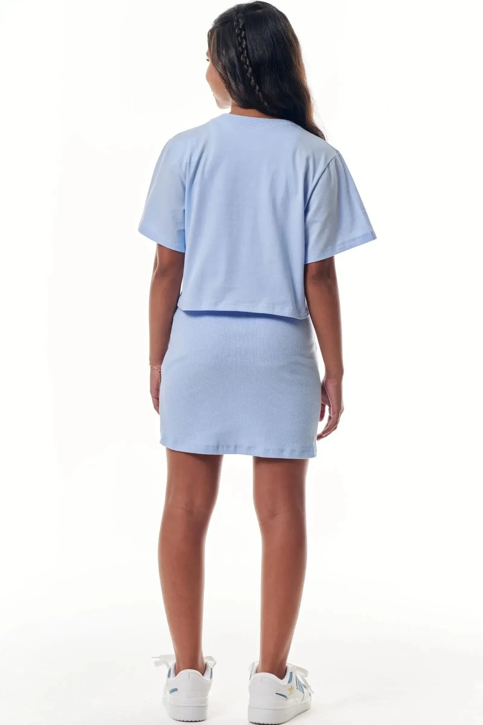 Conjunto de Vestido em Canelado Liz e Blusa Sobreposição em Meia Malha 95948 Vic&Vicky Teen Menina