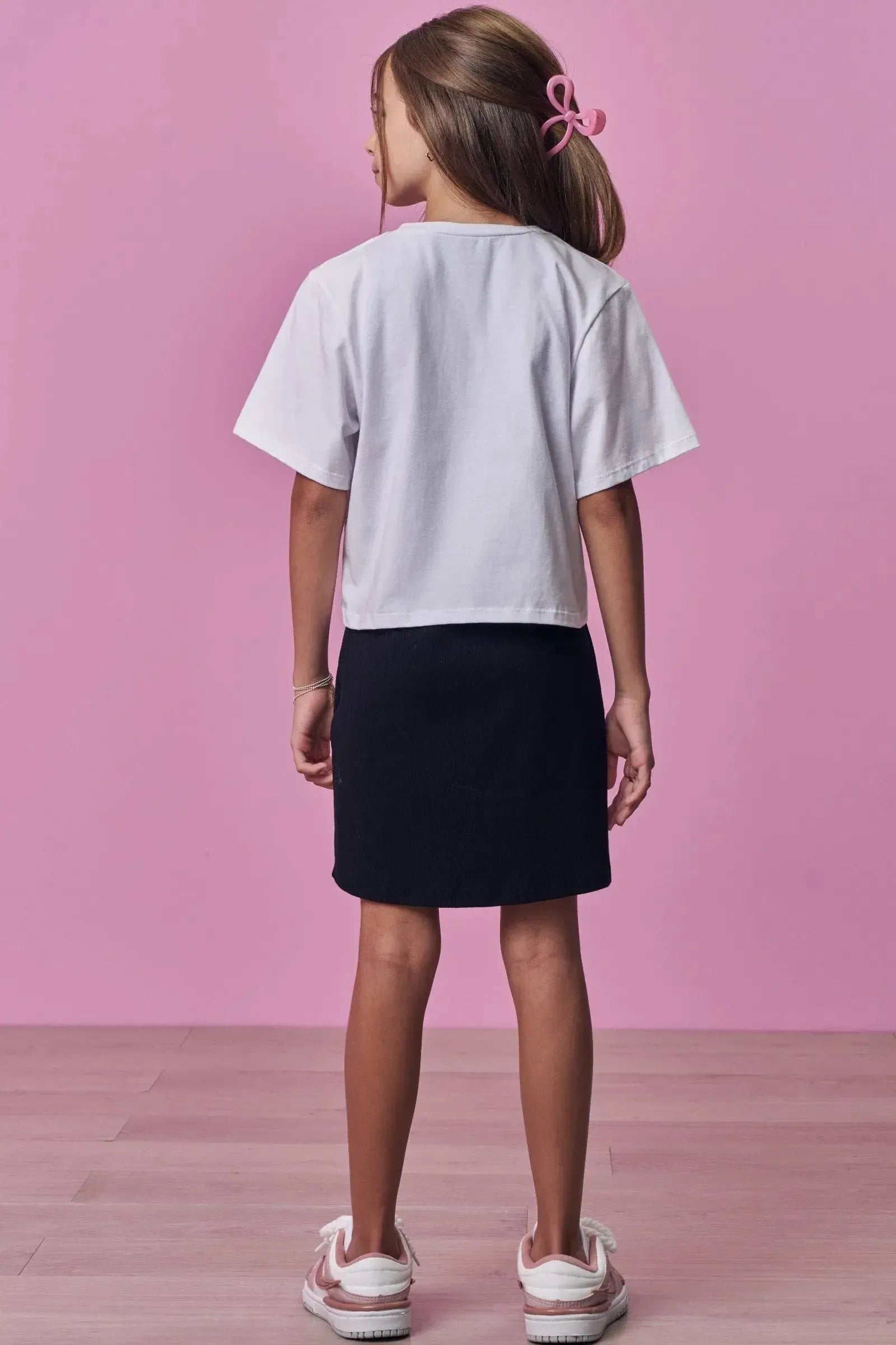 Conjunto de Vestido em Canelado Liz e Blusa Sobreposição em Meia Malha 98871 Vic Teen Menina