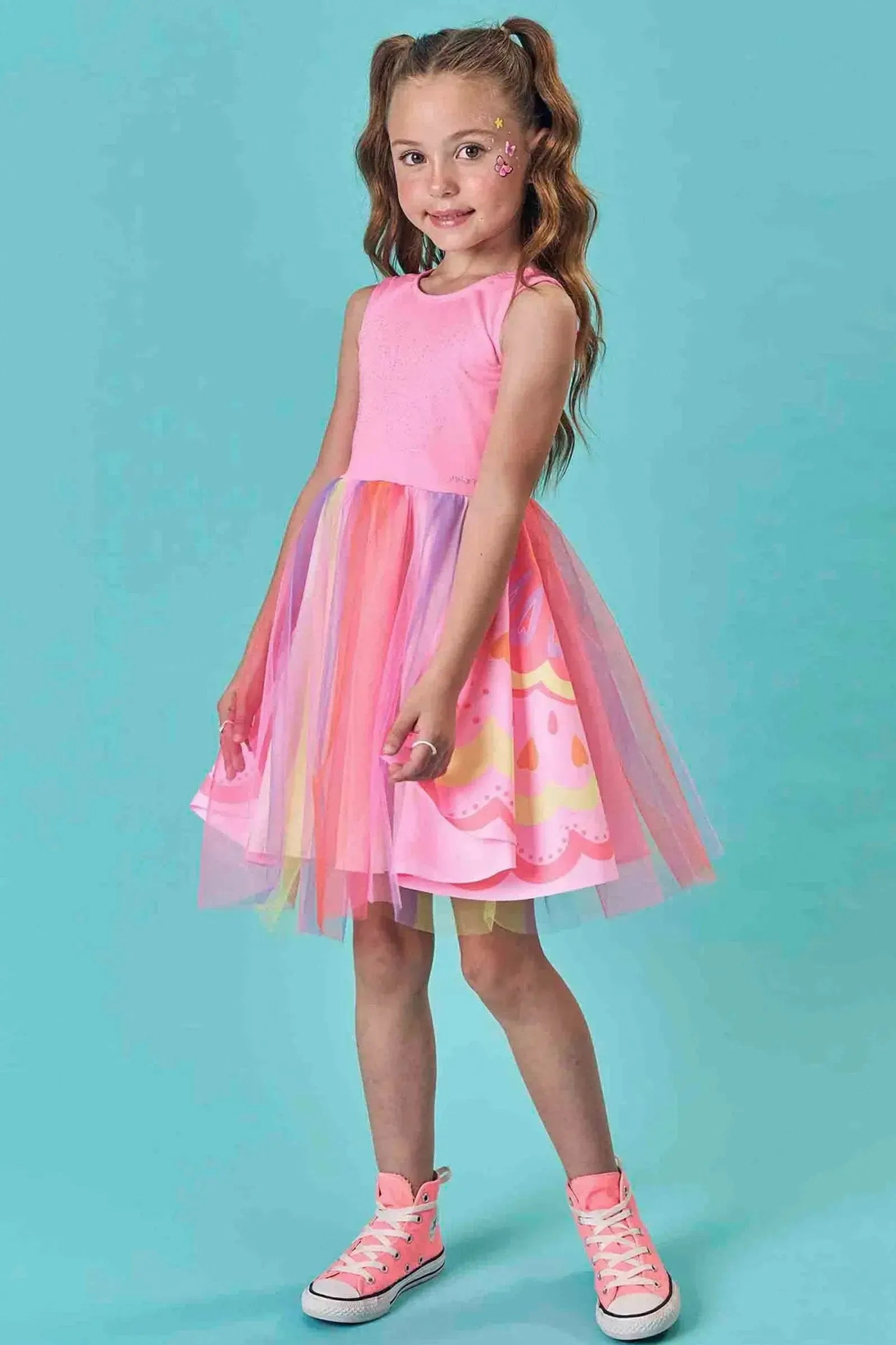 Fantasia de Borboleta em Malha UV e Tule 85746 Infanti Infantil Menina