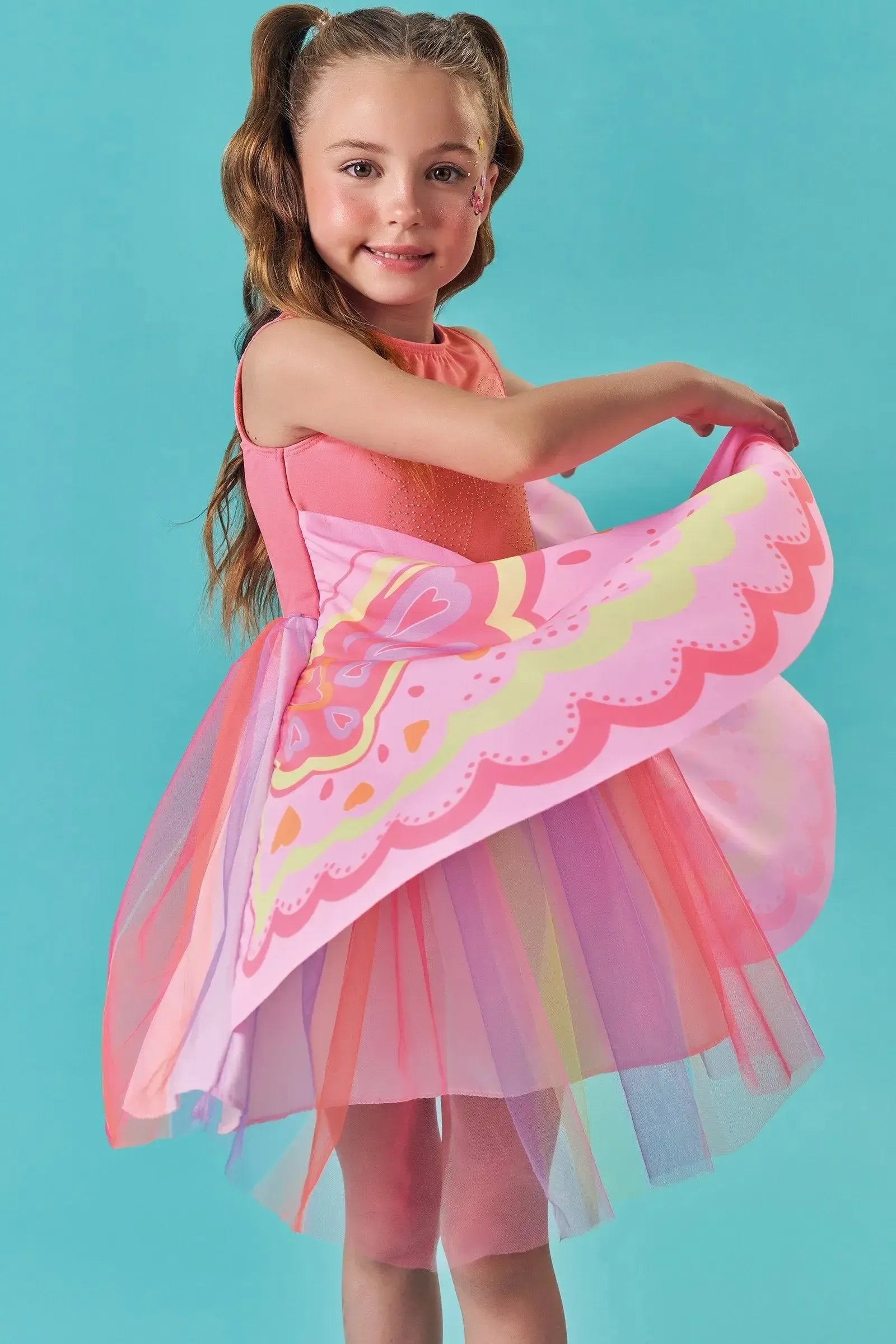 Fantasia de Borboleta em Malha UV e Tule 85746 Infanti Infantil Menina