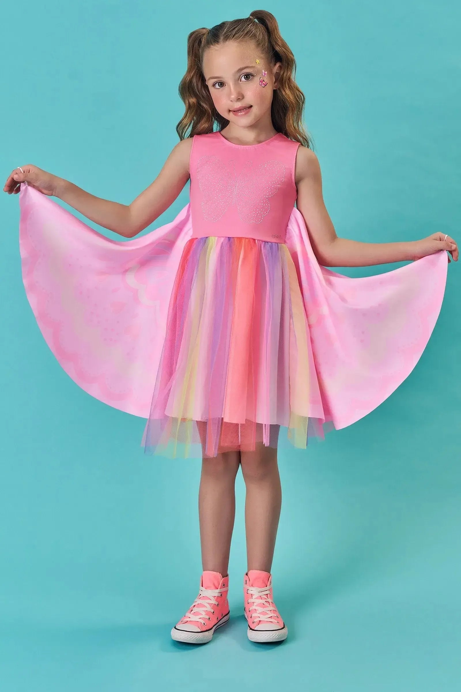 Fantasia de Borboleta em Malha UV e Tule 85746 Infanti Infantil Menina