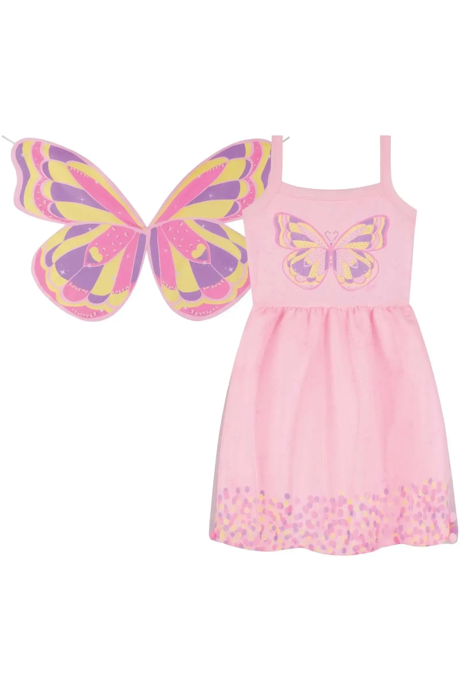 Fantasia de Borboleta (Vestido em Malha UV e Tule Brilho - Acompanha Asa) 85891 Kukiê Infantil Menina