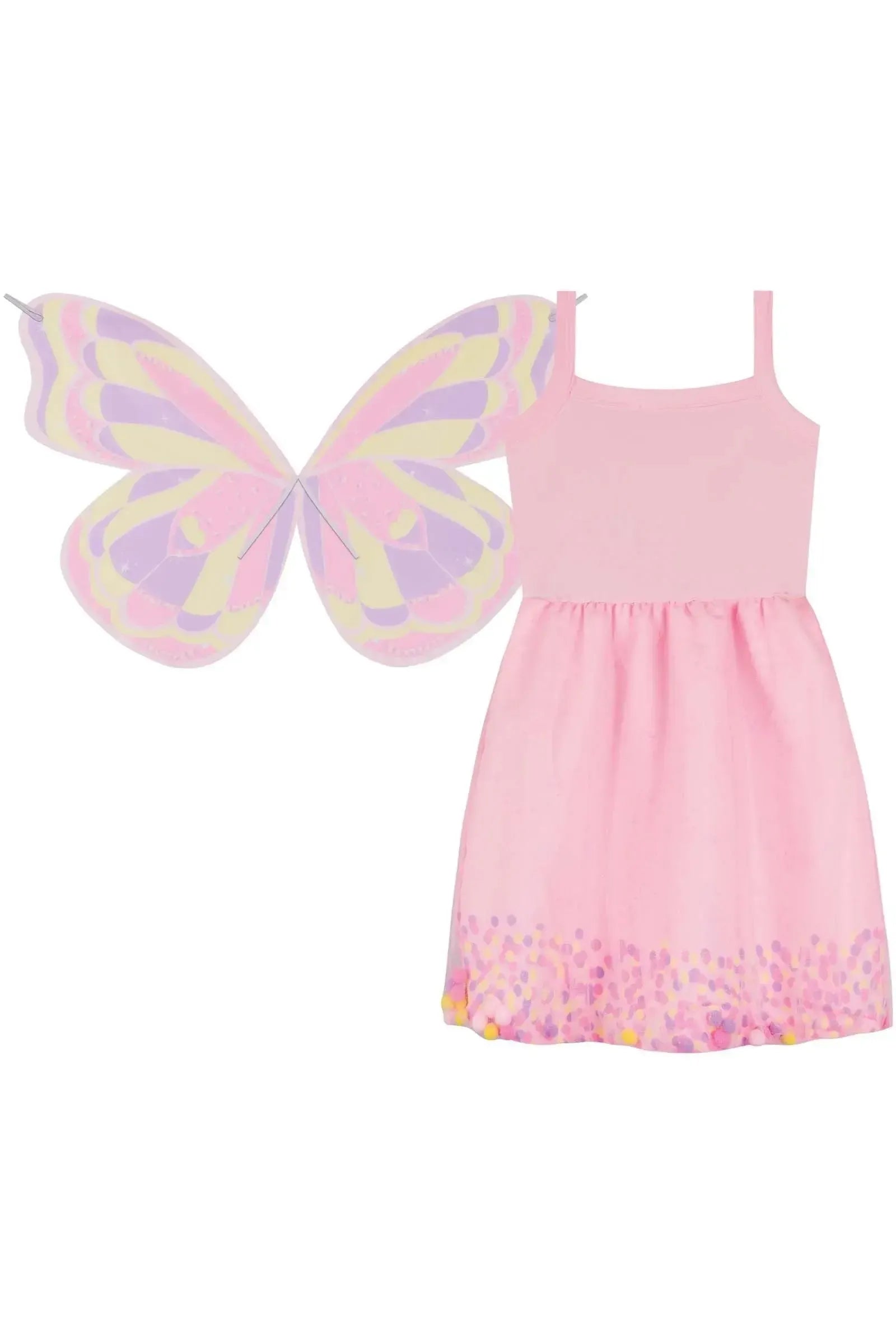 Fantasia de Borboleta (Vestido em Malha UV e Tule Brilho - Acompanha Asa) 85891 Kukiê Infantil Menina