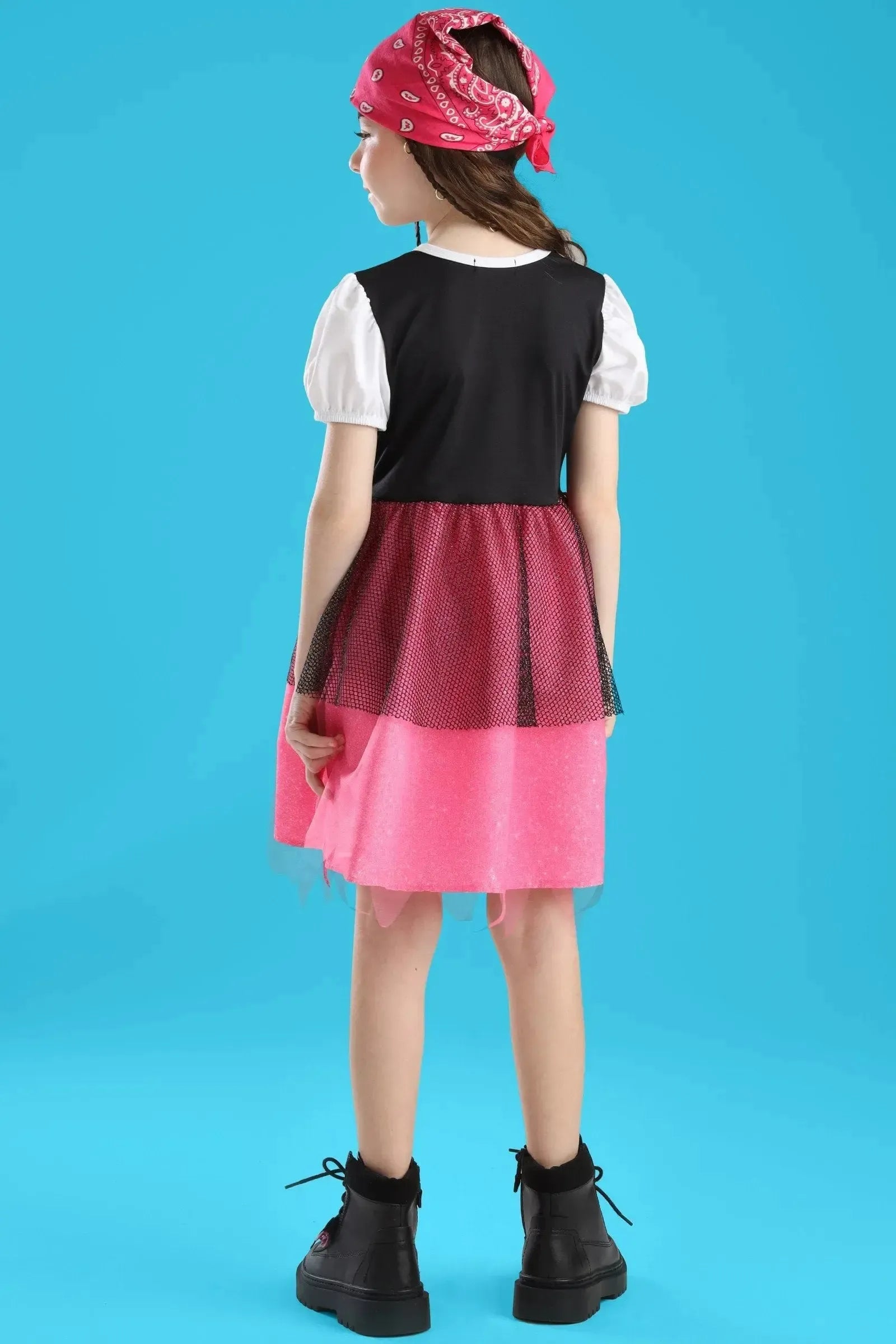 Fantasia de Piratinha (Vestido em Malha Power Tule e Paetê. Acompanha Tapa Olho) 97622 Kukiê Infantil Menina