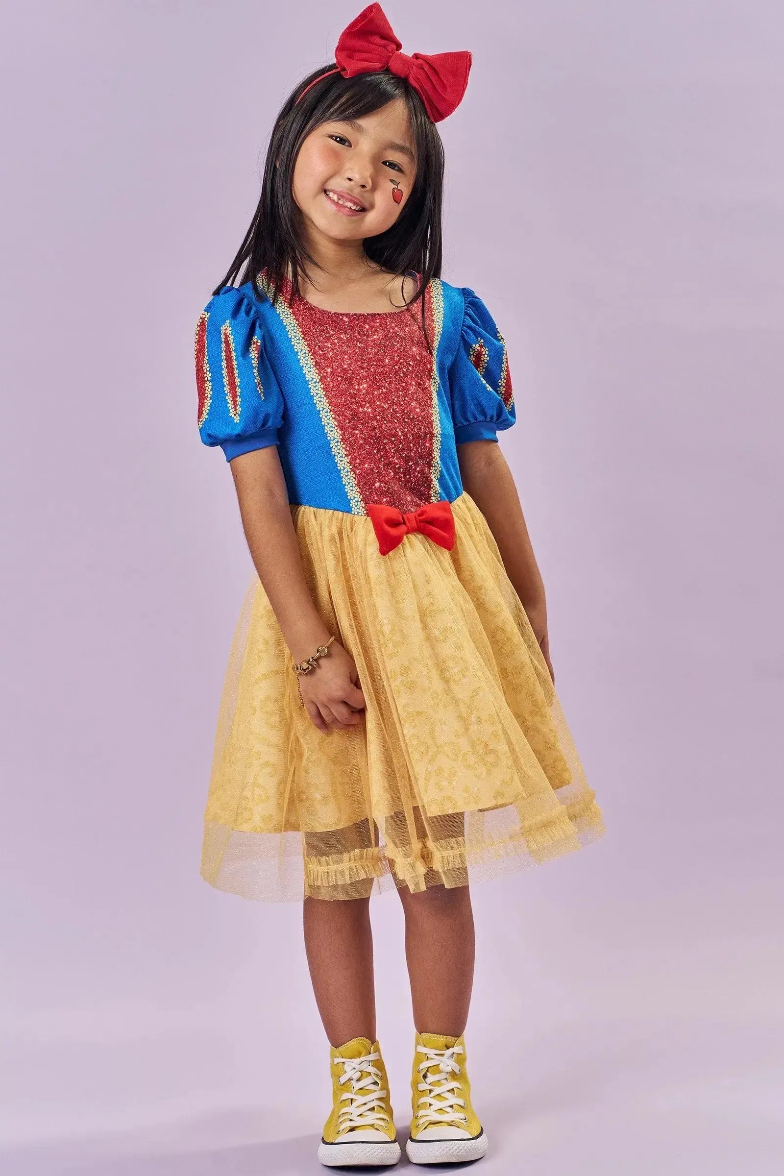 Fantasia de Princesa Branca Das Neves (Vestido em Malha UV e Tule Brilho) 85881 Kukiê Infantil Menina