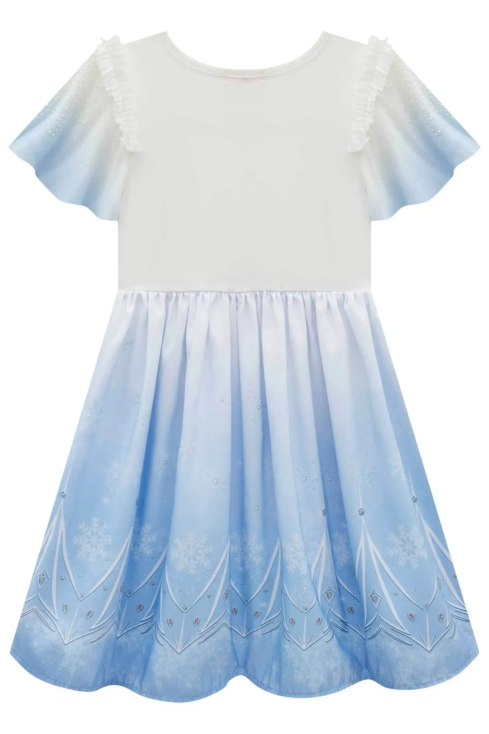 Fantasia de Princesa Do Gelo (Vestido em Malha UV Malha Paetê e Tule Brilho) 97603 Kukiê Infantil Menina