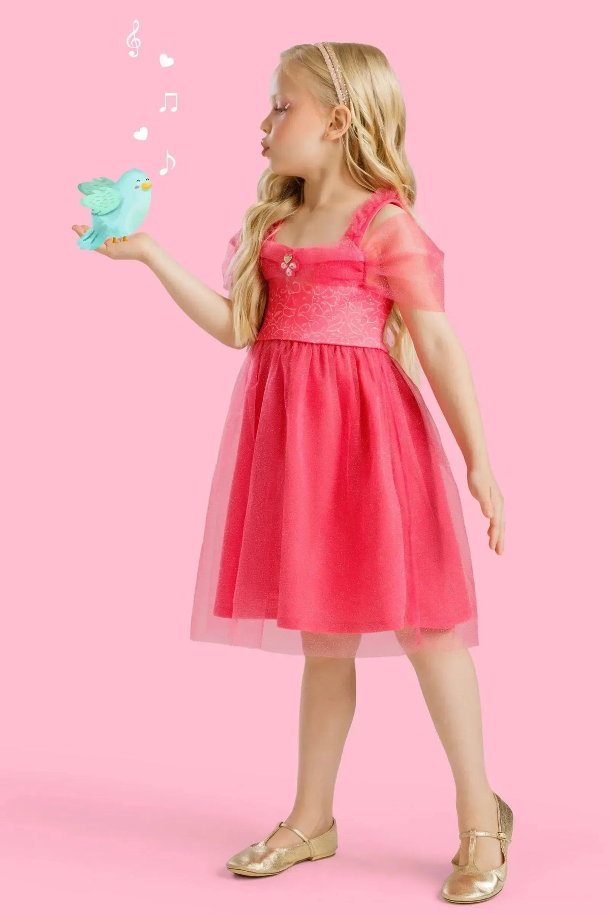 Fantasia de Princesa (Vestido em Malha e Tule Brilho) 97606 Kukiê Infantil Menina