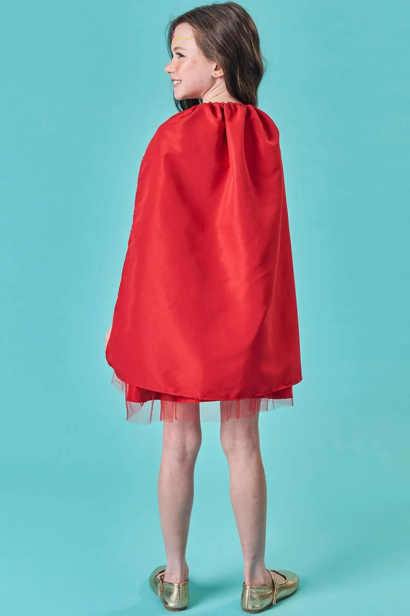 Fantasia de Super-heroína em Paetê e Tule. Acompanha Capa 85839 Infanti Infantil Menina