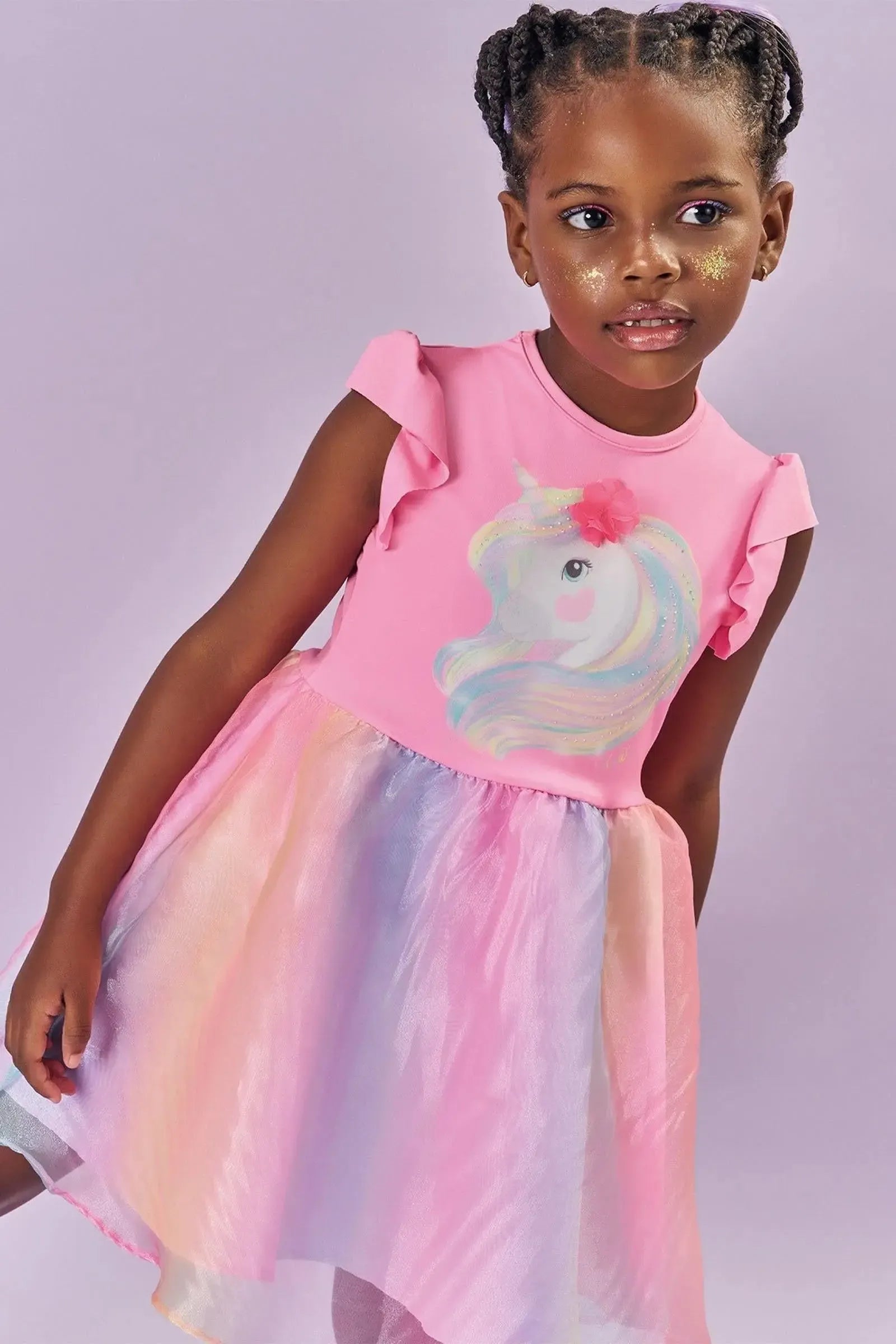 Fantasia de Unicórnio (Vestio em Malha UV Nylon e Organza) 85885 Kukiê Infantil Menina