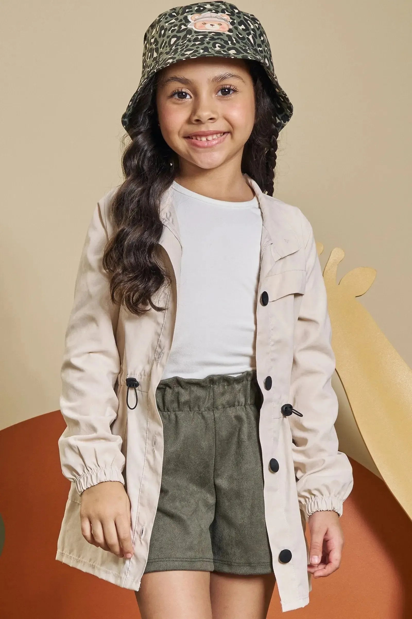 Jaqueta Alongada em Cupro Like 90588 Kukiê Infantil Menina