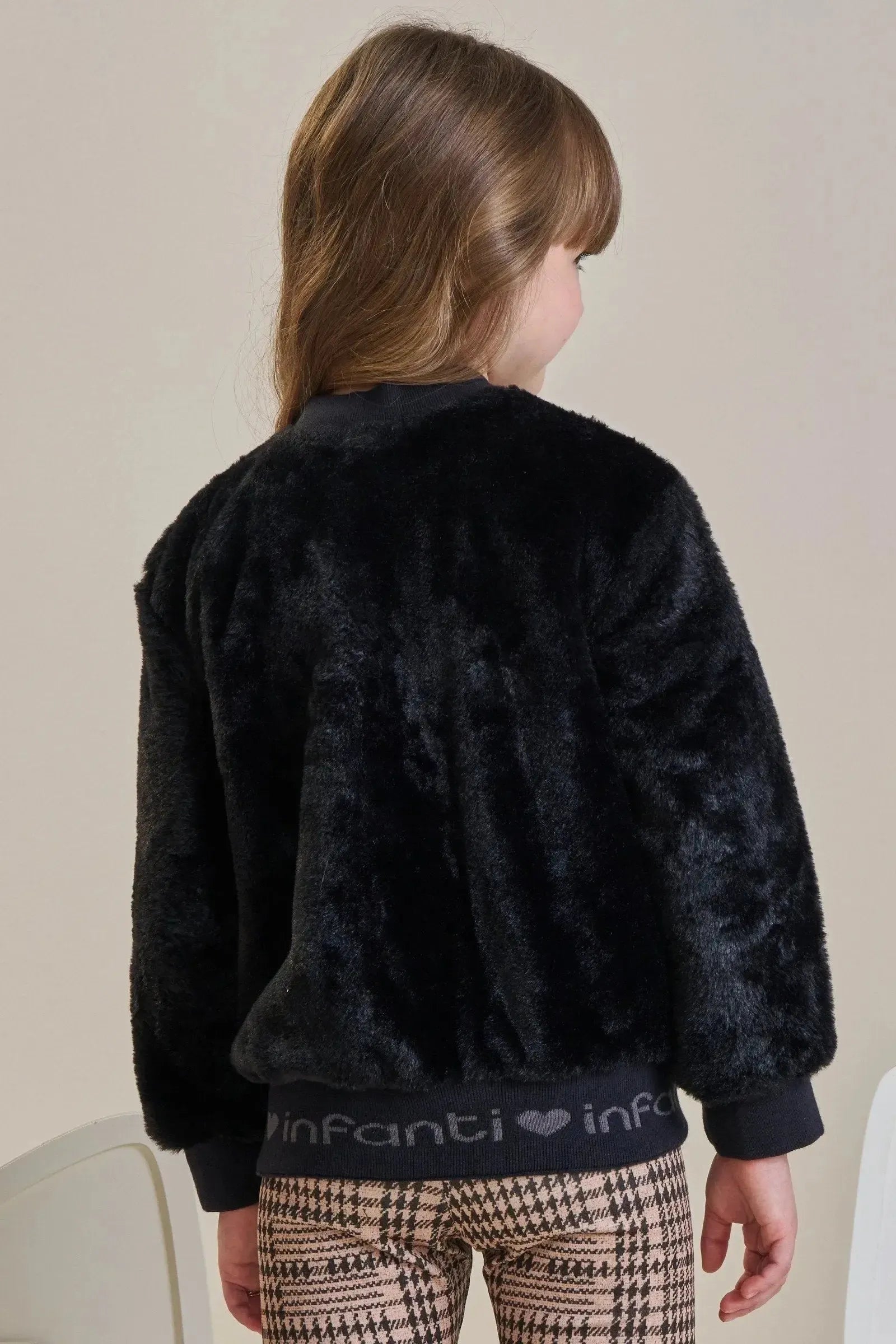Jaqueta Bomber em Pelo Liso 89765 Infanti Infantil Menina